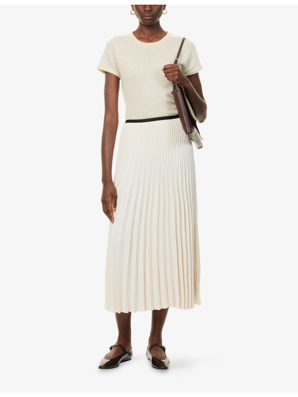 Pleated High-Waist Woven Midi Skirt - 2