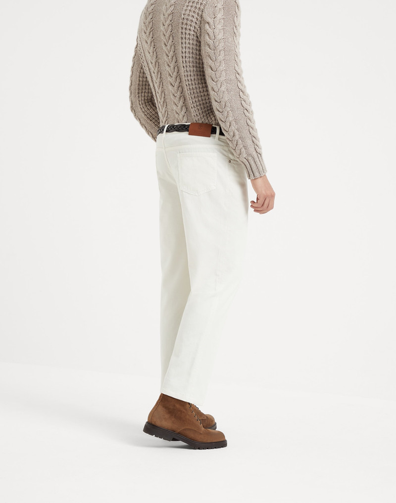 Brunello Cucinelli Garment-dyed Italian fit five-pocket trousers in cotton narrow wale corduroy outlook