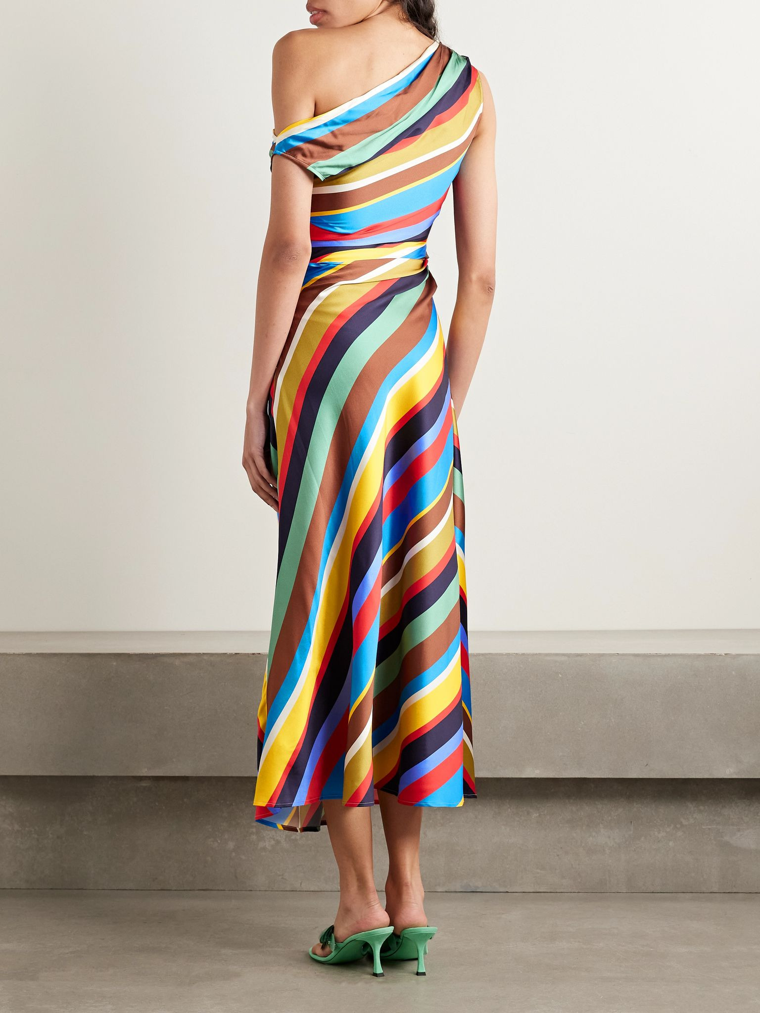 Phare draped striped silk-blend midi dress Multi - 3