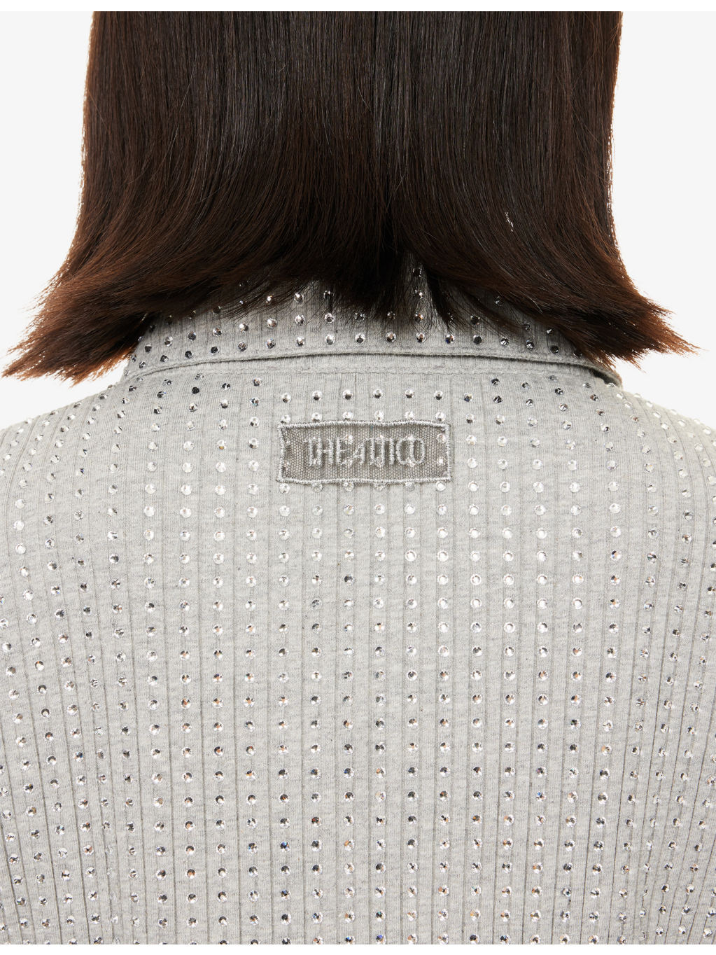 Crystal-Embellished Polo-Collar Cotton Mini Jumper Dress - 6