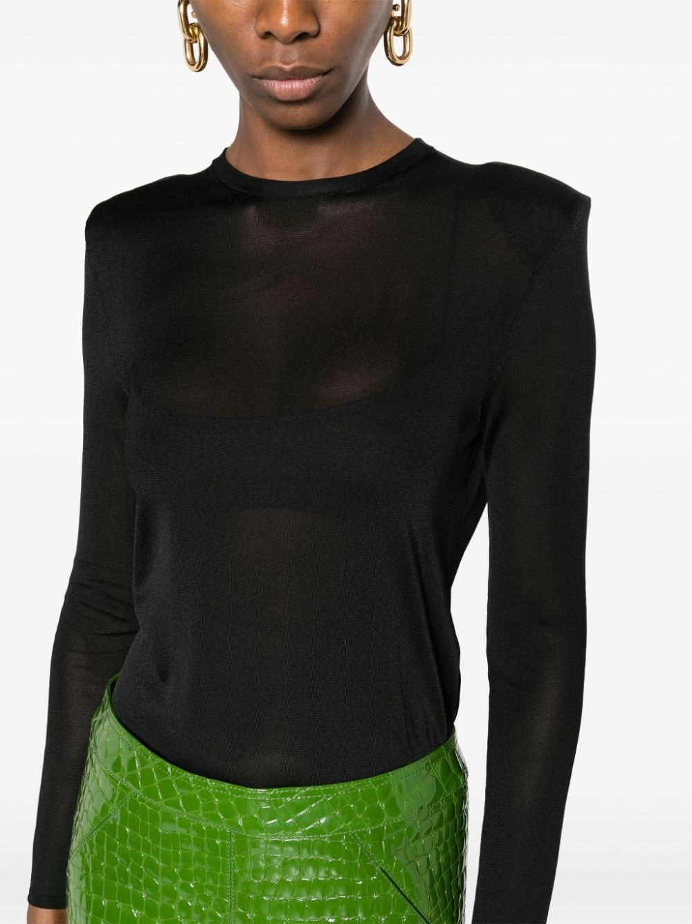 semi-sheer jersey-knit T-shirt - 5