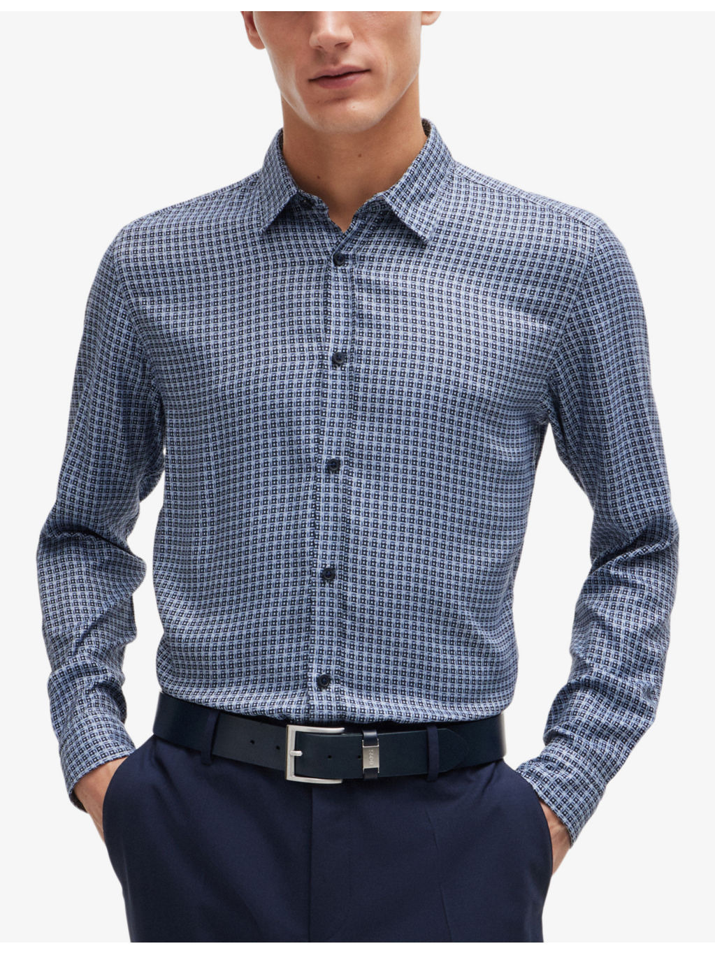 Regular-fit geometric-print chambray shirt - 3