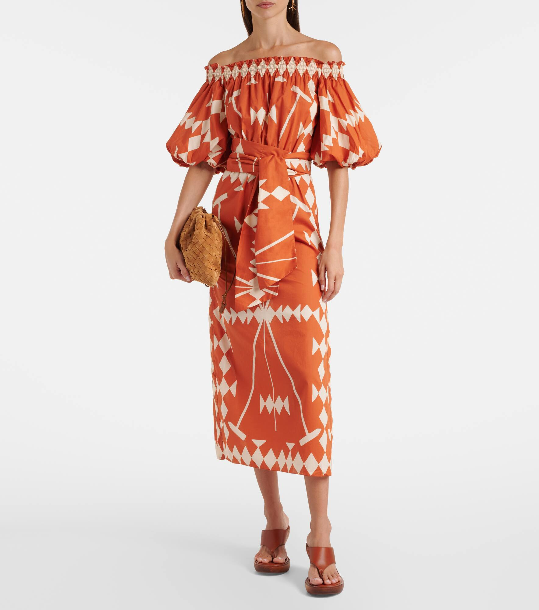Printed cotton poplin midi dress - 2