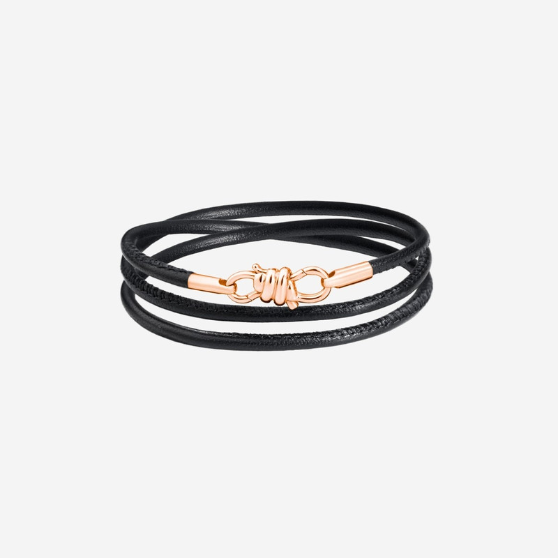 Rose Gold & Leather Cord Nodo Bracelet 1