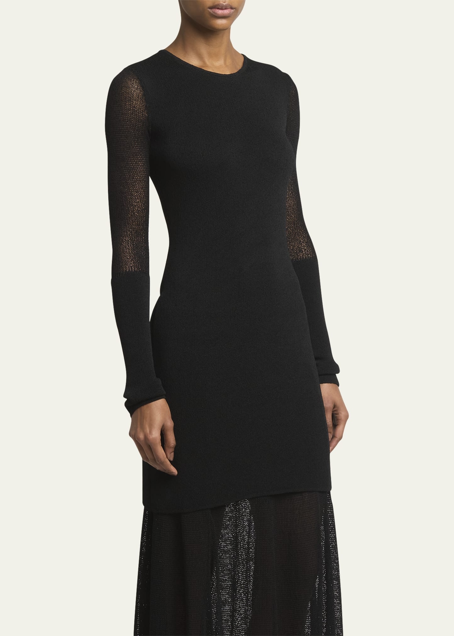 Anita Long-Sleeve Sheer Open-Knit Layered Maxi Dress - 4