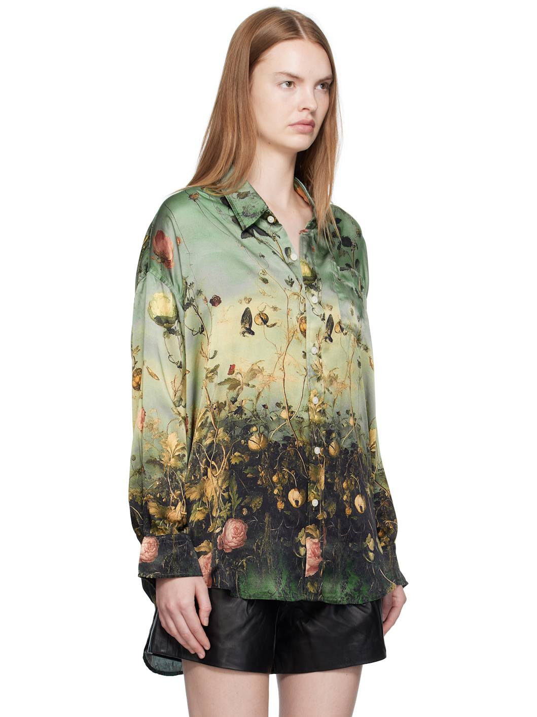 Green Drop Neck Shirt - 2