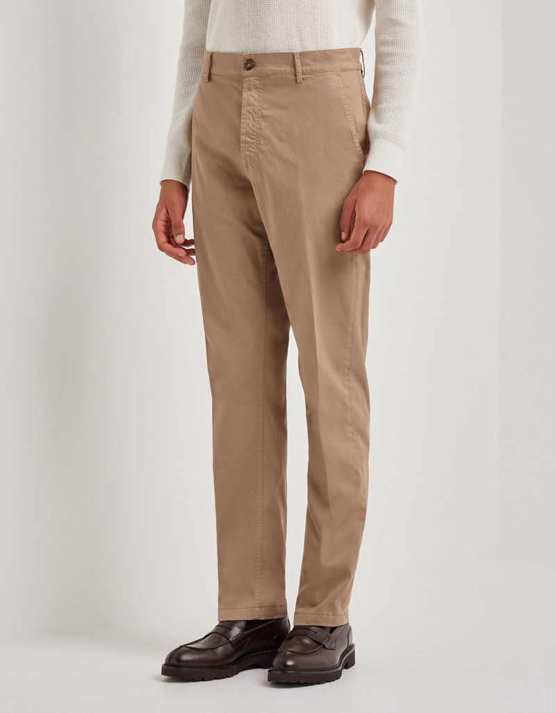 TAUPE TAPERED FIT COMFORT COTTON MICROTWILL CHINOS 3