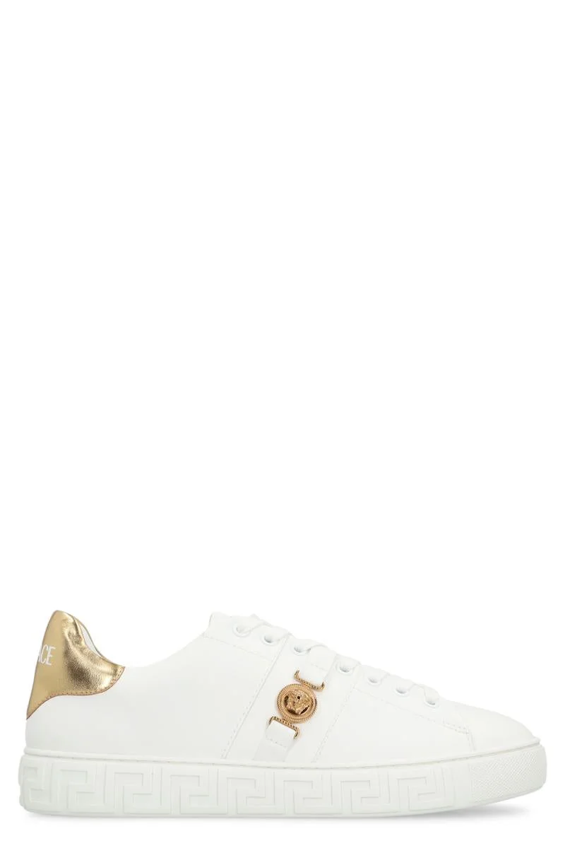 Versace Faux Leather Low-Top Sneakers - 1