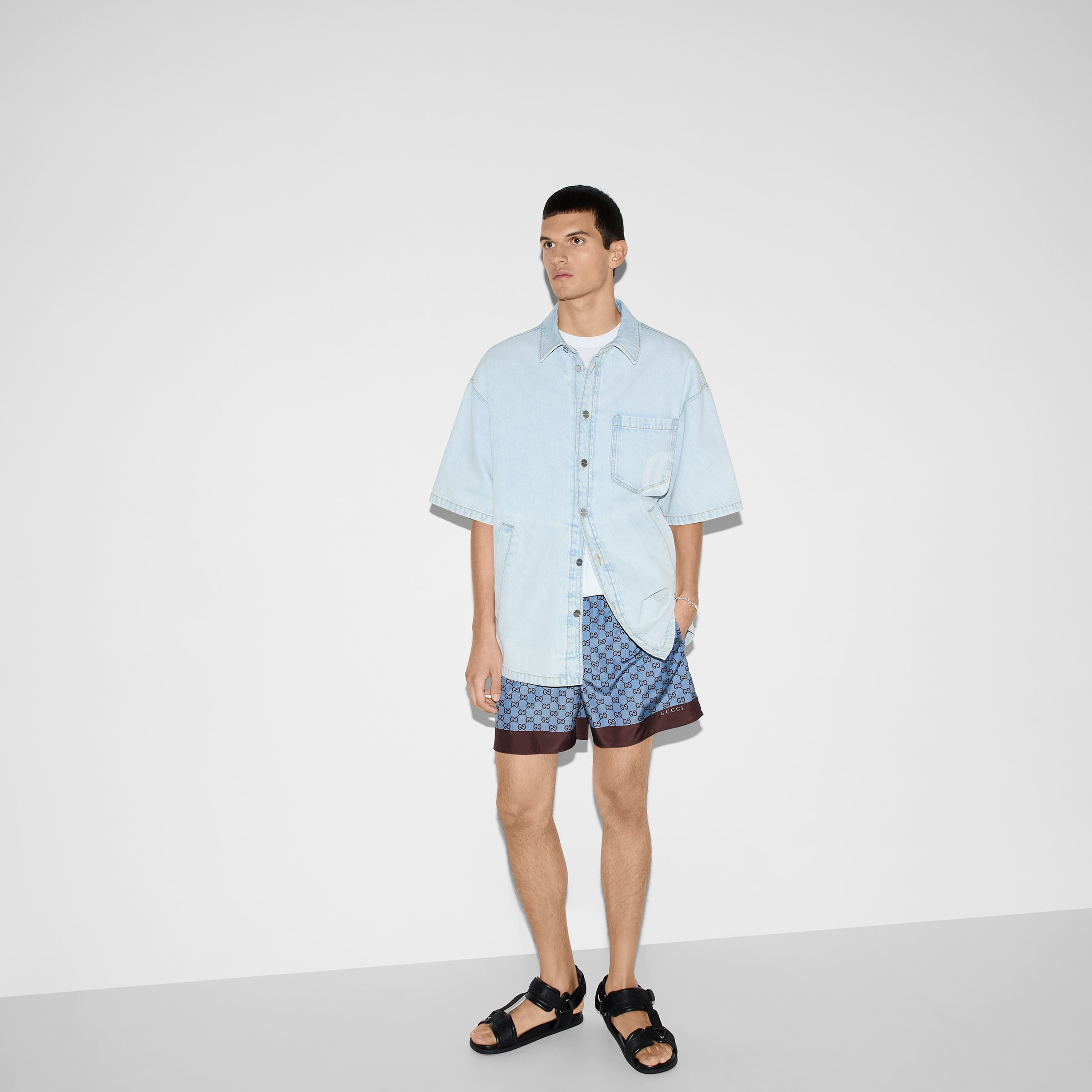 Printed poplin tech swim shorts - 6