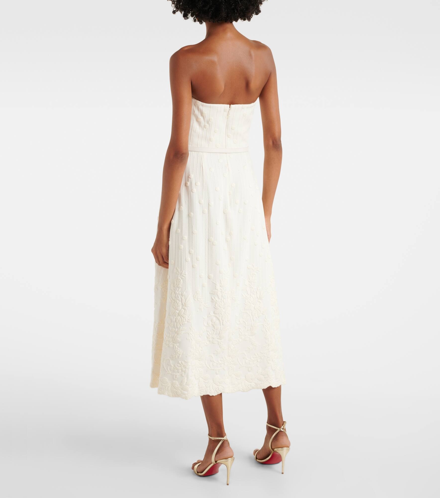 Embroidered cady midi dress - 3