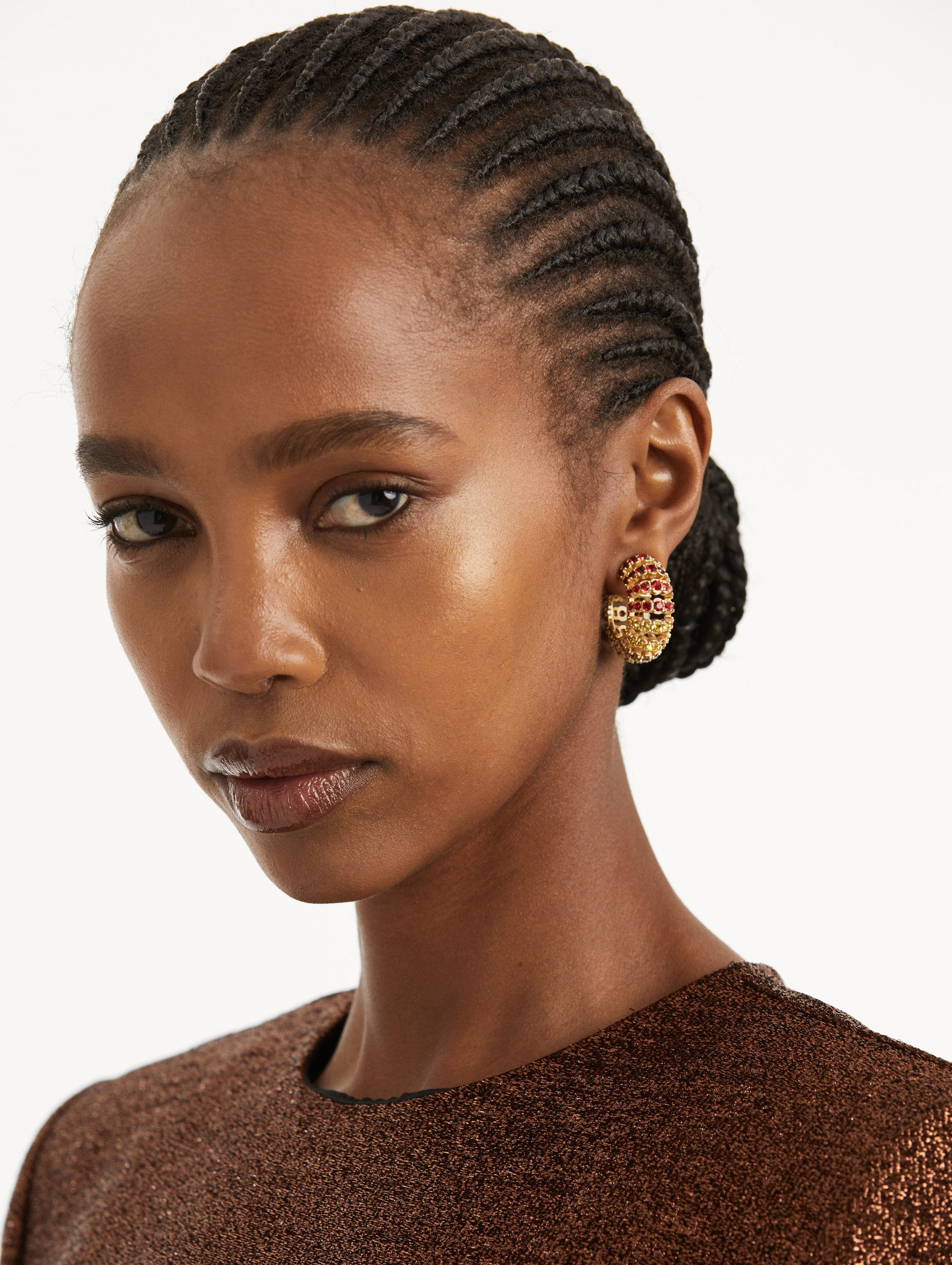 CRYSTAL FAN HOOP EARRINGS - 3