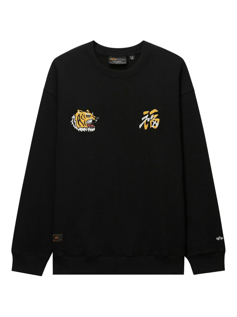 tiger-embroidered crew-neck sweatshirt 1
