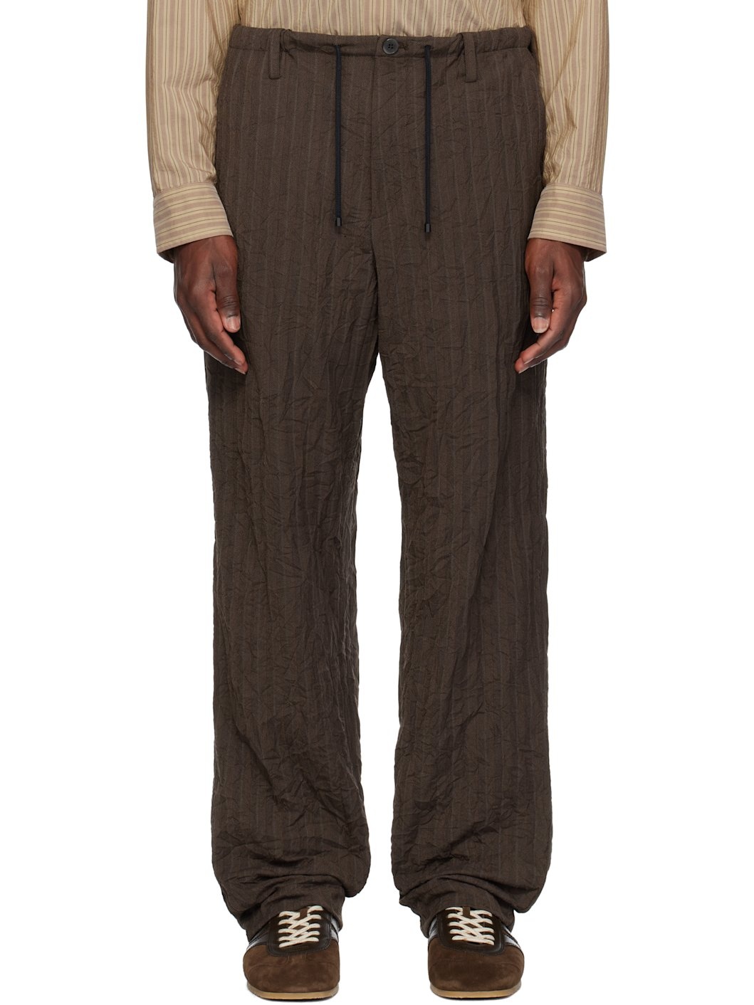 Brown Drawstring Trousers - 1