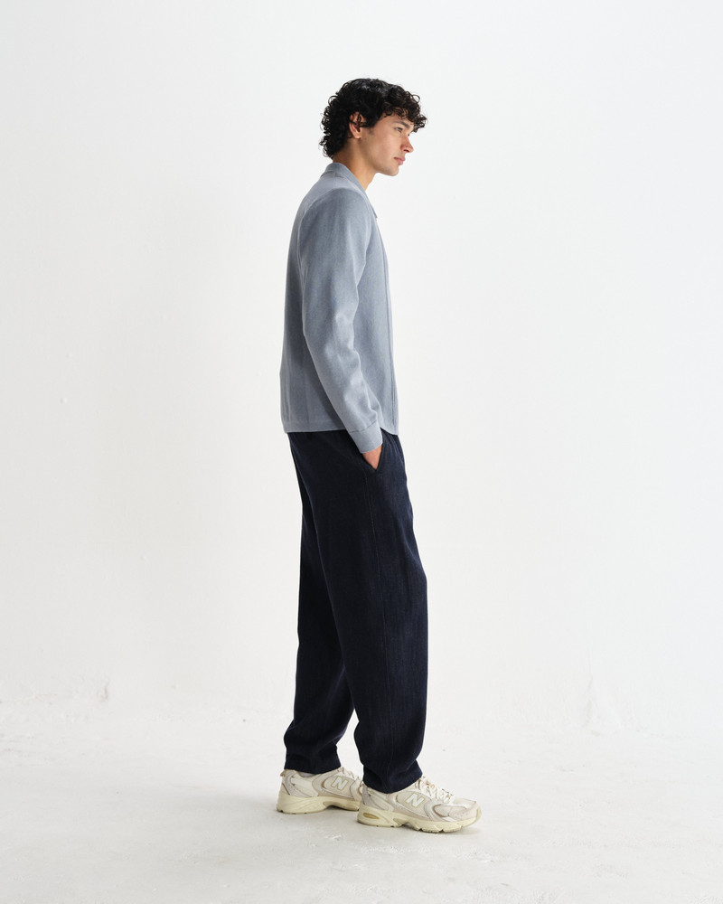 Lennox - Grey Blue Milano Stripe Knitted Polo 5