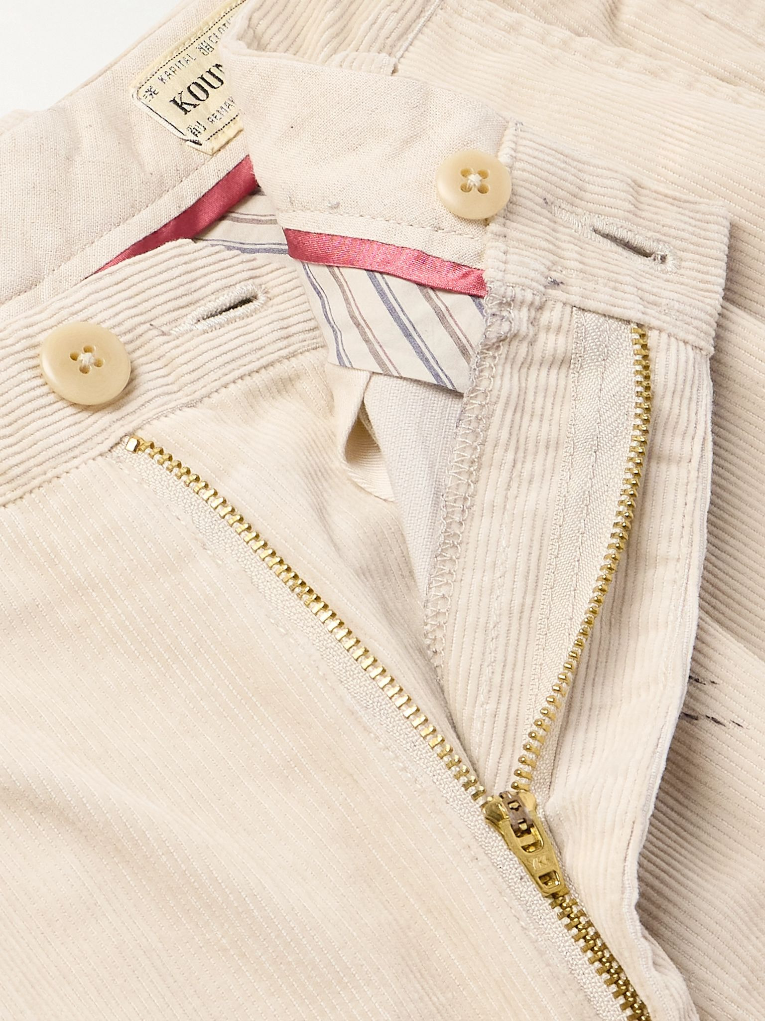 Memorial Paint Straight-Leg Printed Cotton-Corduroy Shorts Beige - 6