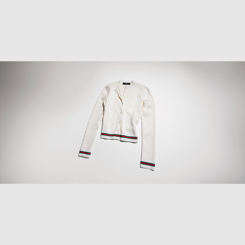 GUCCI GG fine cotton viscose jacquard cardigan outlook