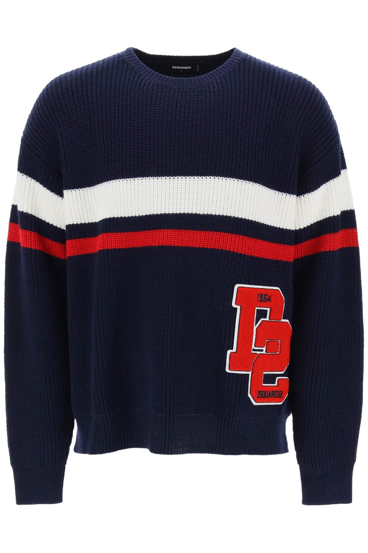 WOOL SWEATER WITH VARSITY PATCH - 1