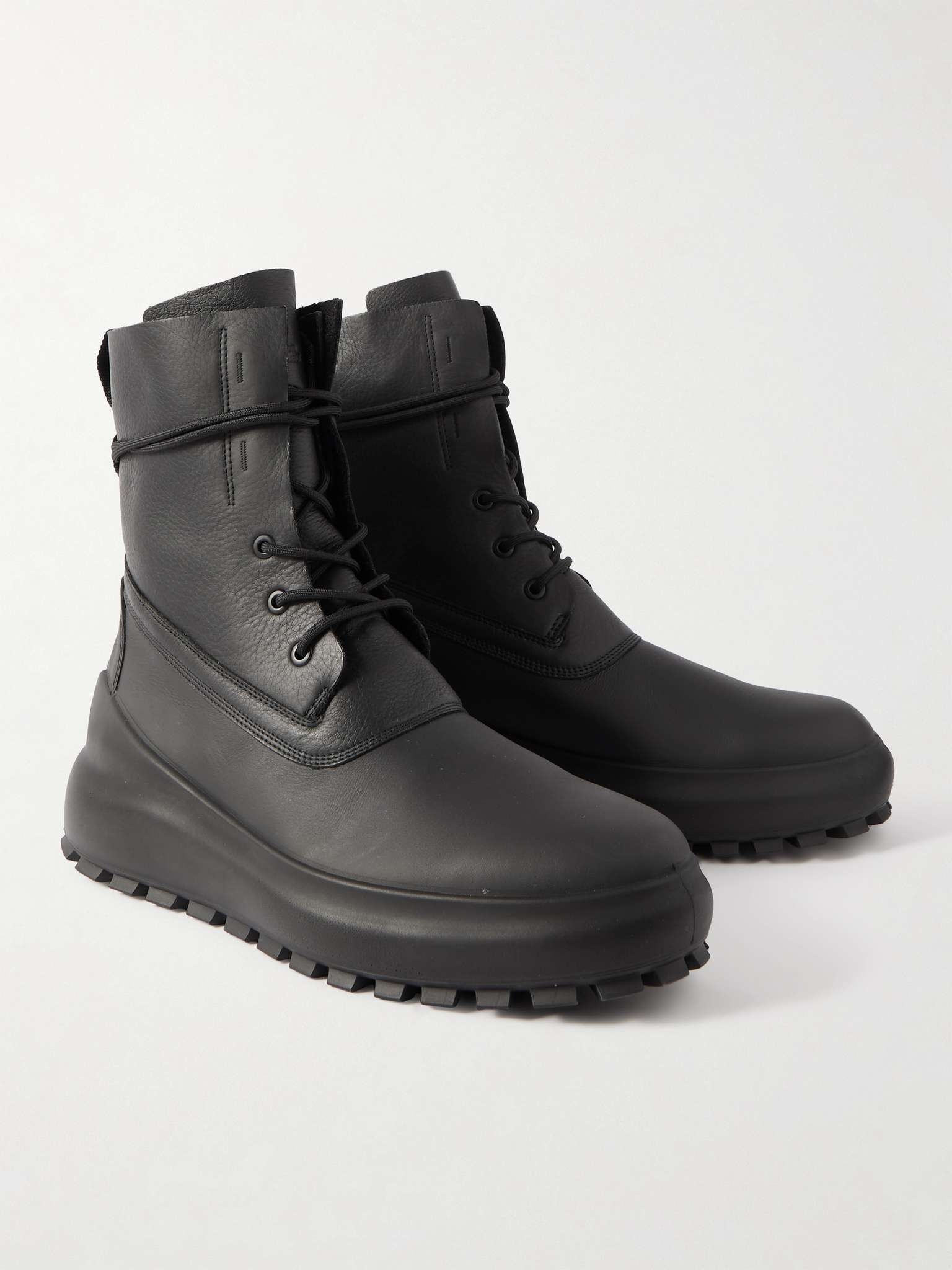 Rubber and Webbing-Trimmed Leather Boots - 4