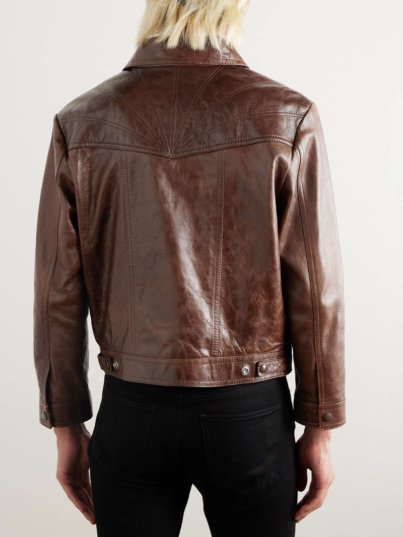 Slim-Fit Textured-Leather Trucker Jacket 4