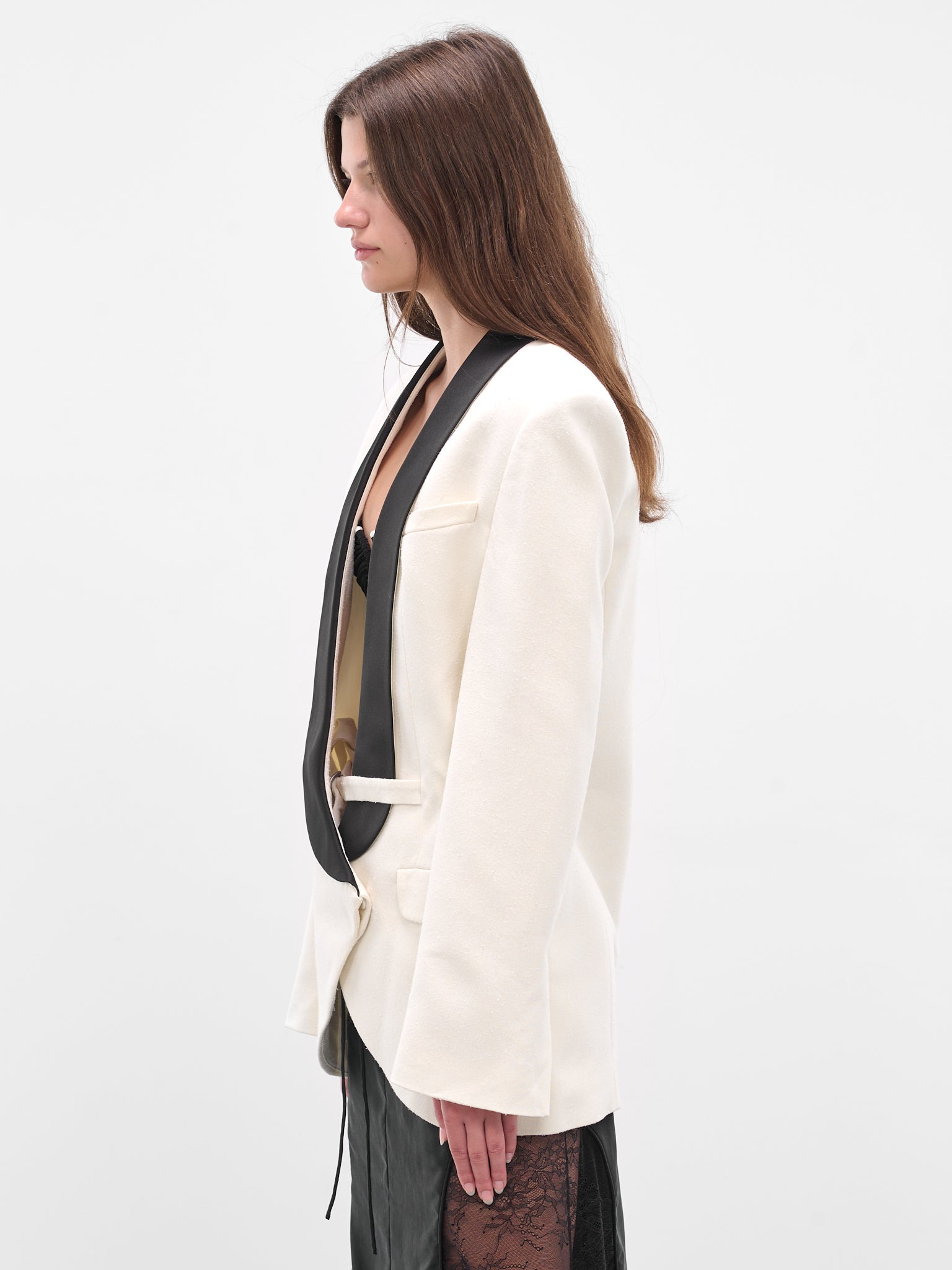 Tuxedo Contrast Silk Tailored Blazer - 2