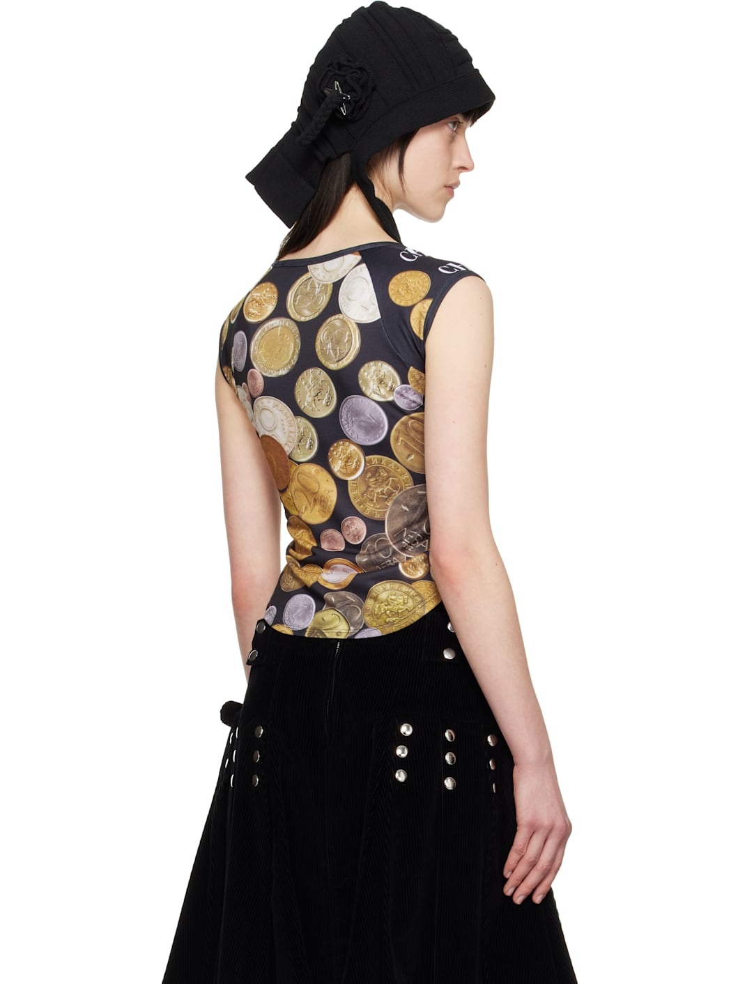 Black Angelica Coin Short Sleeve Top - 3