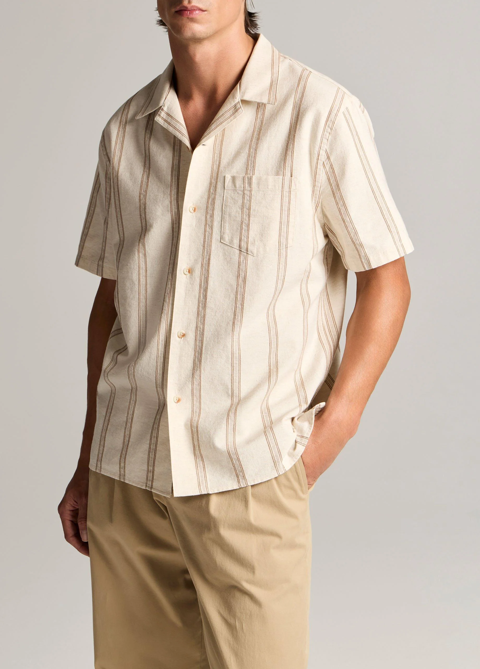 Cove Stripe Cotton-Hemp Cabana Shirt - 1