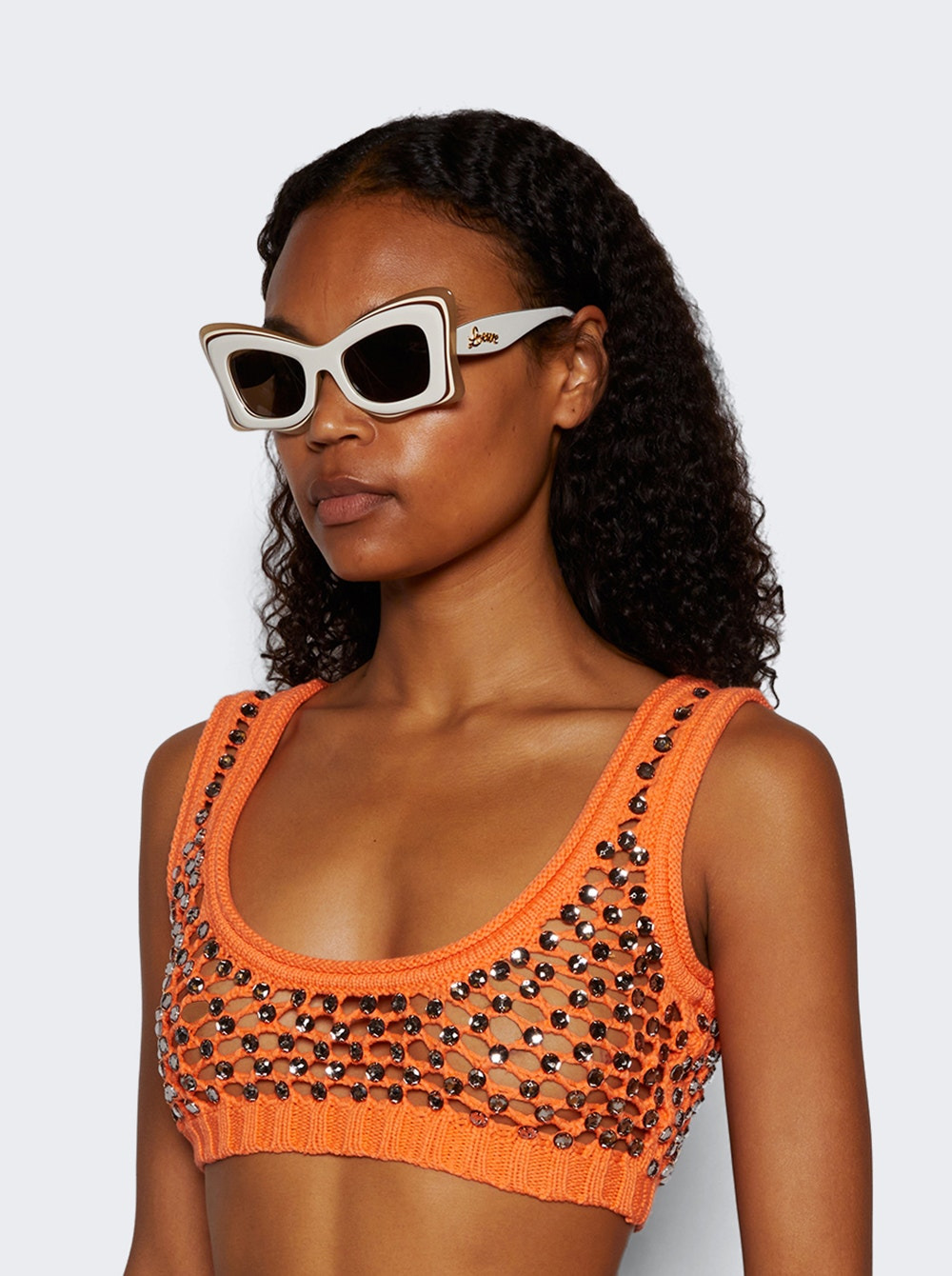 Multilayer Butterfly Sunglasses White And Beige - 3