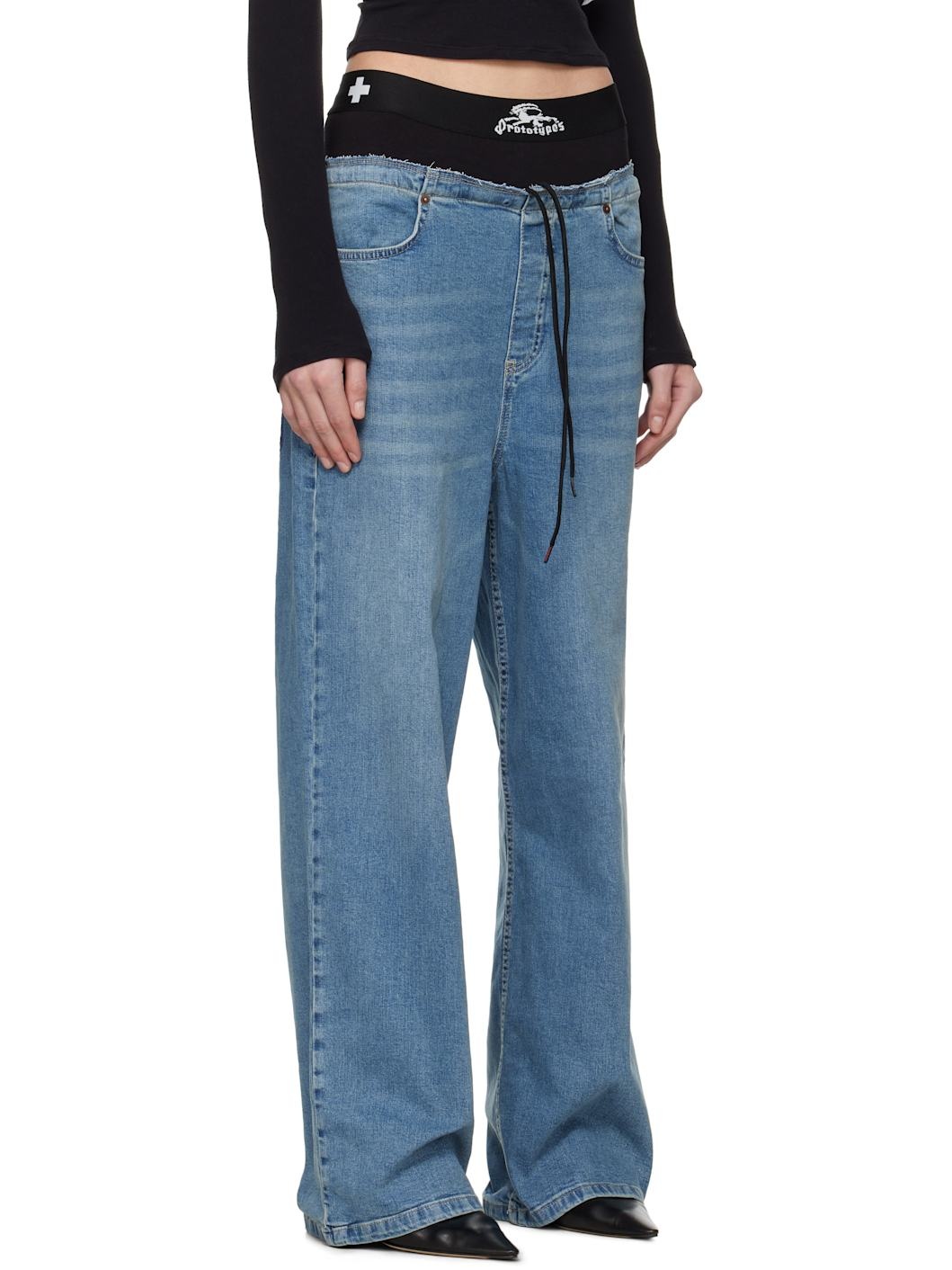 Blue Waistband Regular Jeans - 2