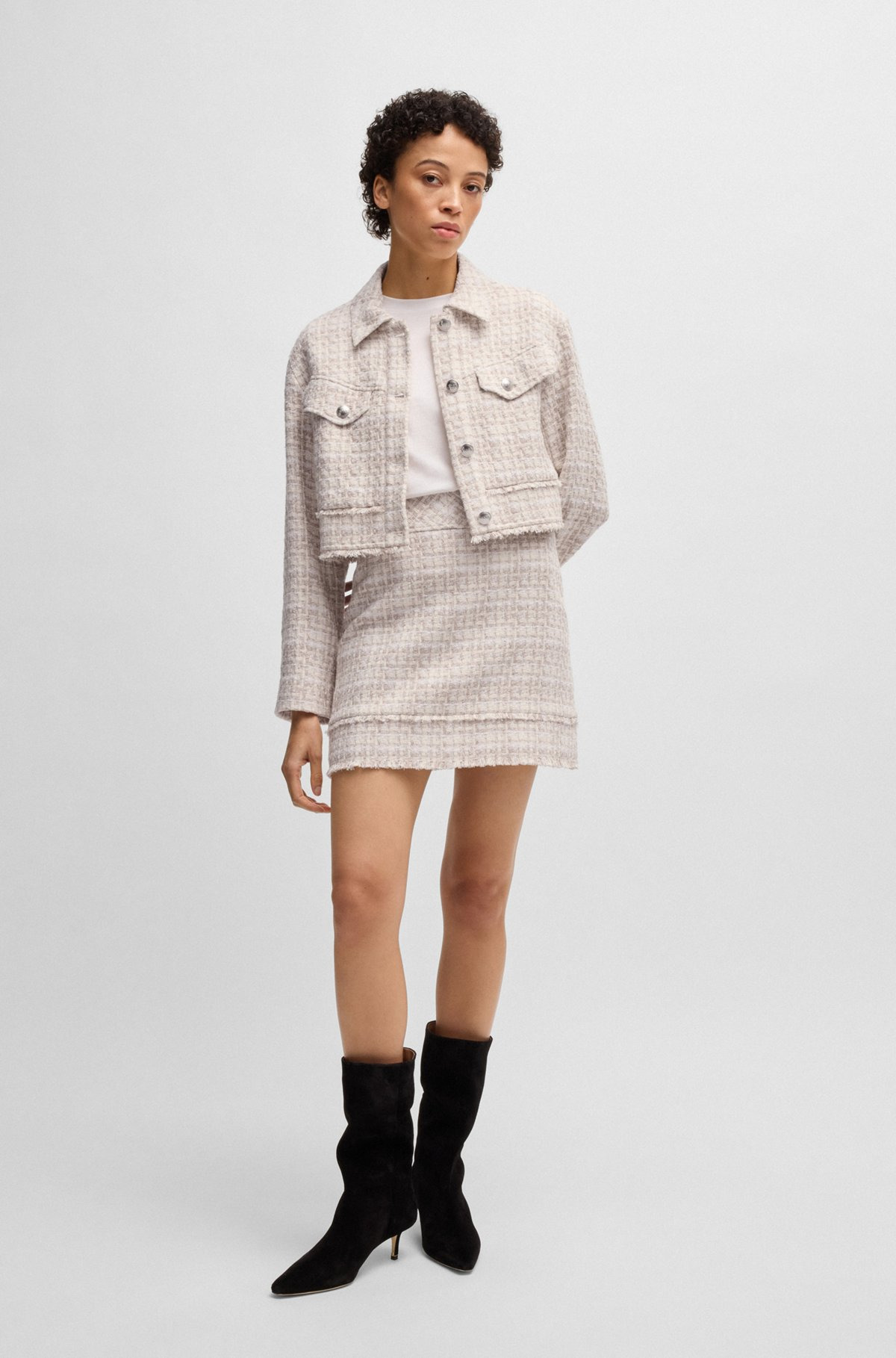 CROPPED TWEED JACKET WITH METALLIC BUTTONS - 3