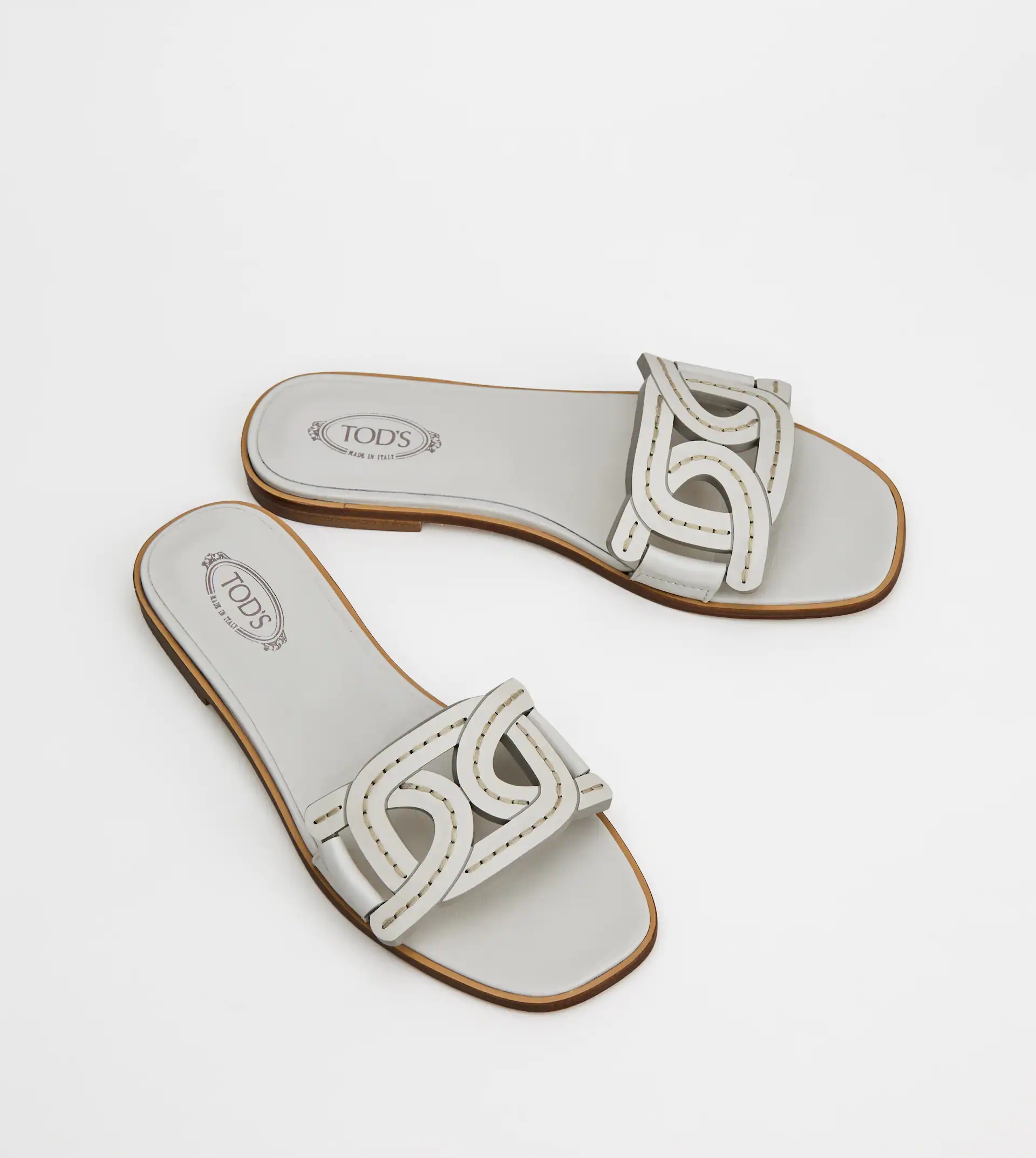 SANDALS IN LEATHER - WHITE - 3