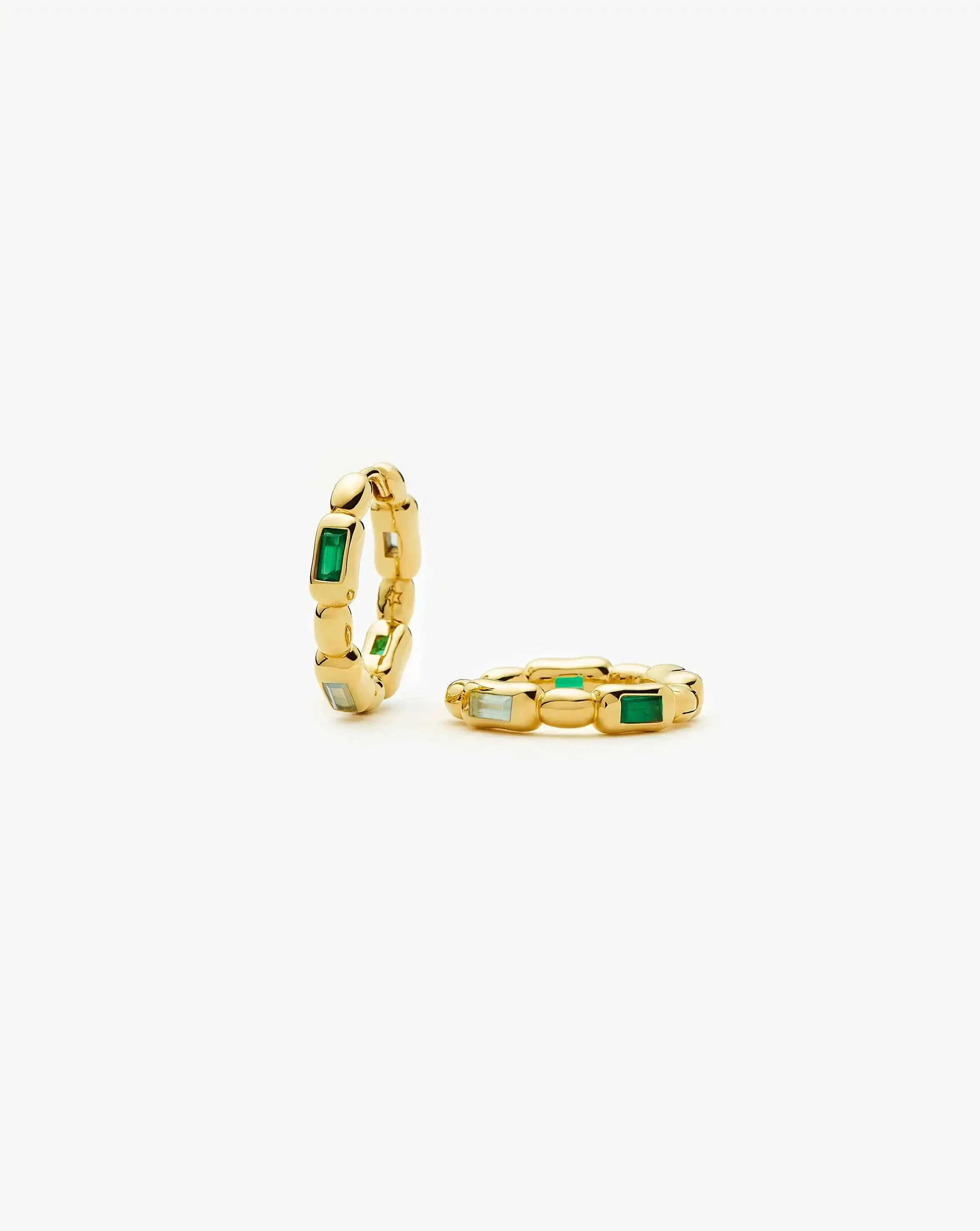 Molten Gemstone Baguette Small Hoop Earrings - 1