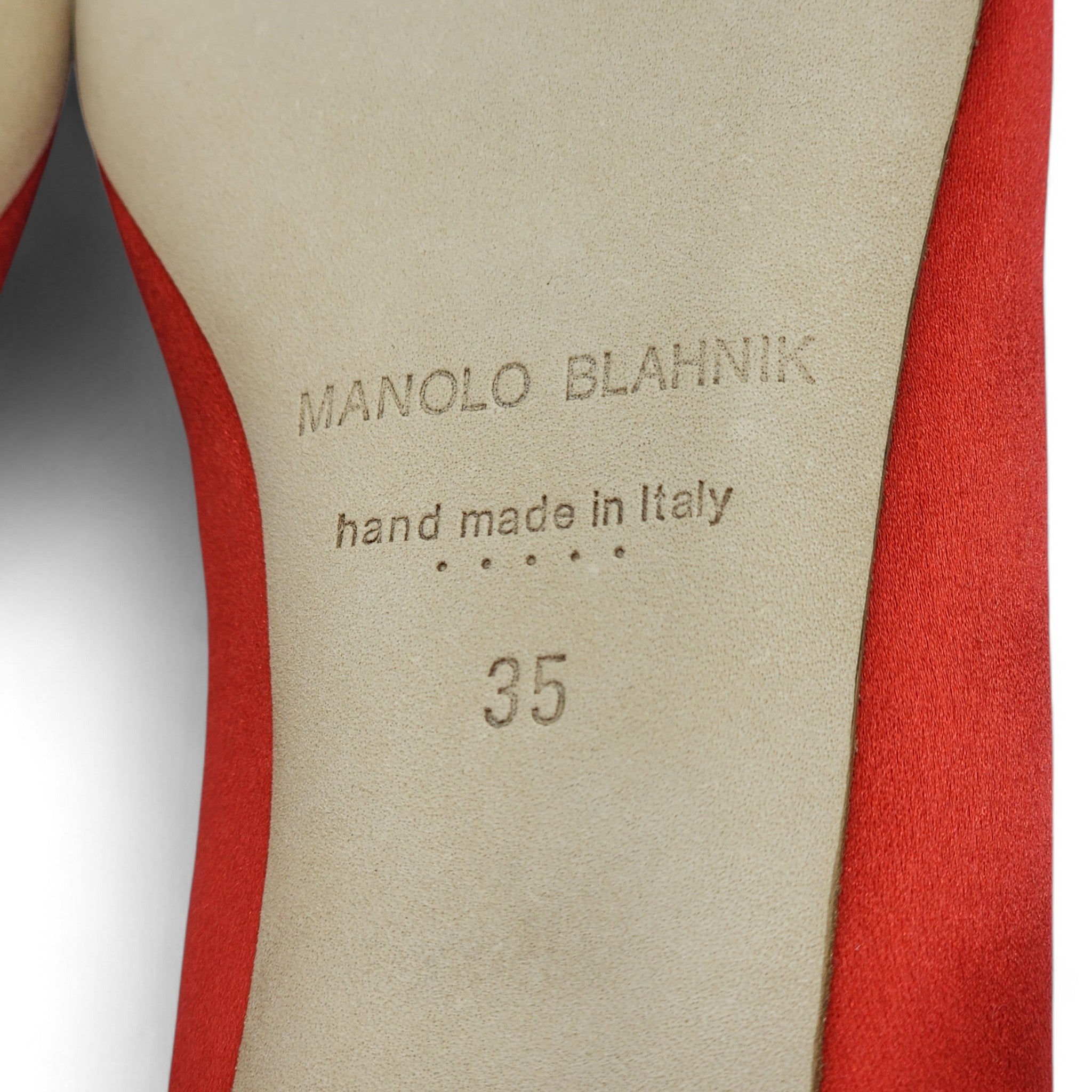 Manolo Blahnik Hangisiflat Jewel Buckle Flat Pumps - Satin - Red 35 - 6