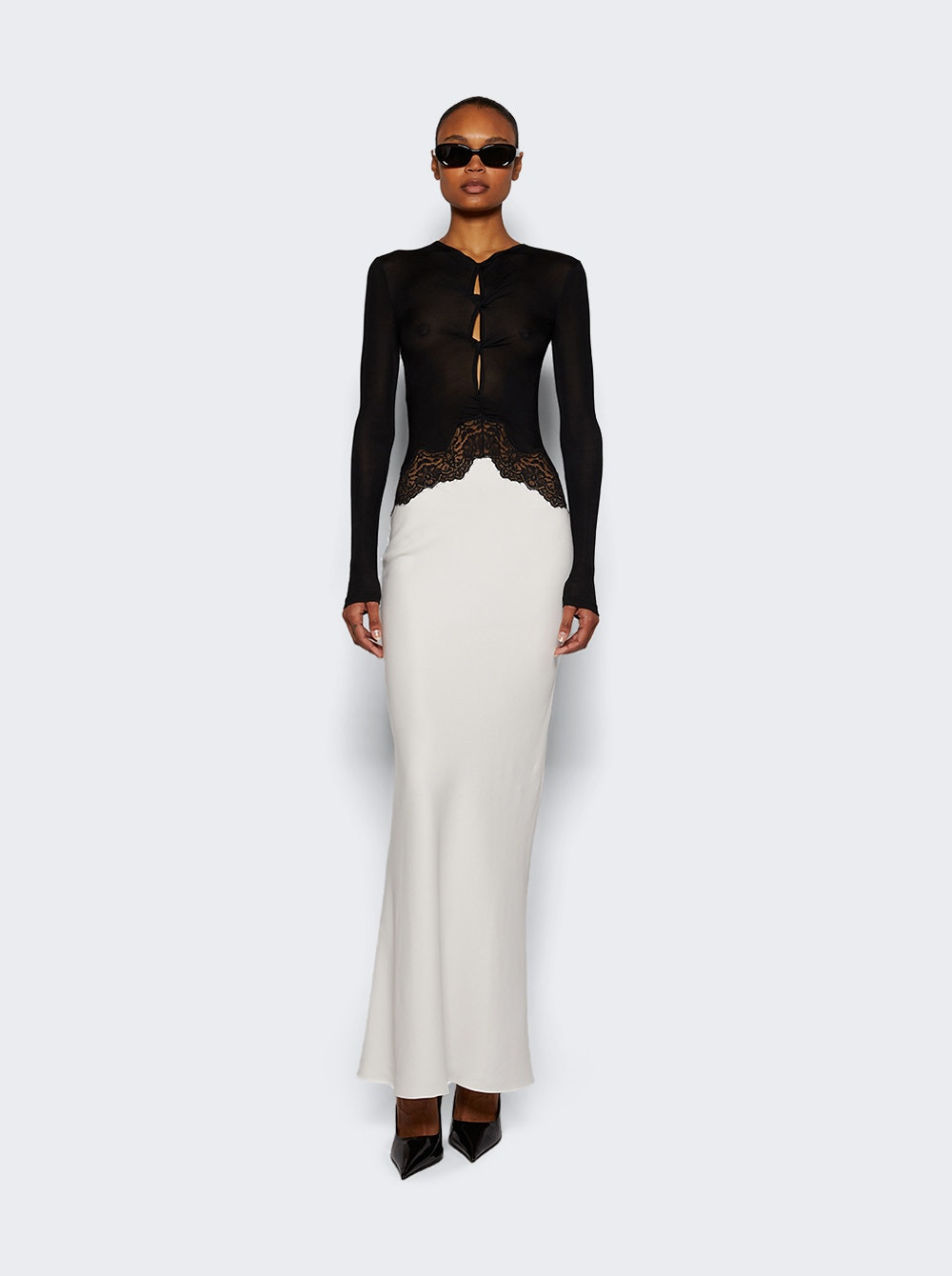 Open Twist Verner Lace Dress Black And White - 5