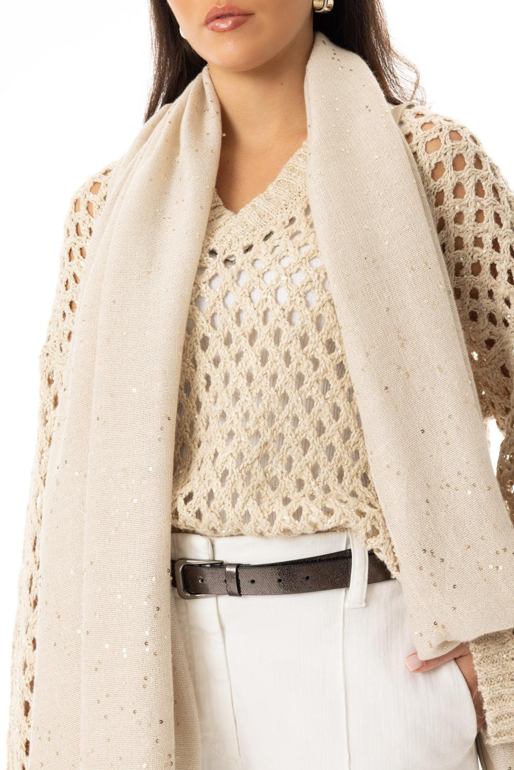 Paillette Scarf - Rustic Beige - 2