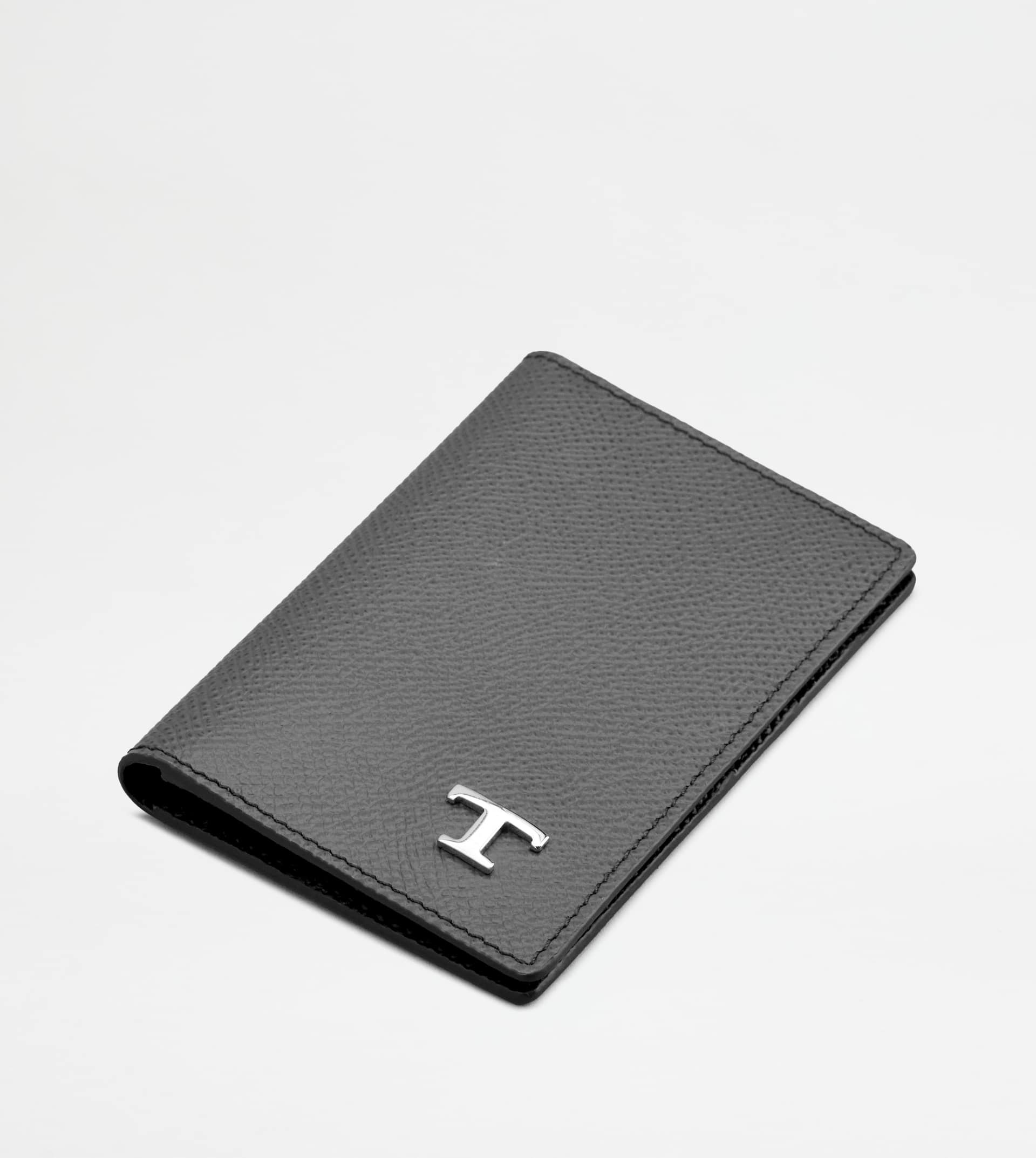 CARD HOLDER IN LEATHER - GREY, BLACK - 3