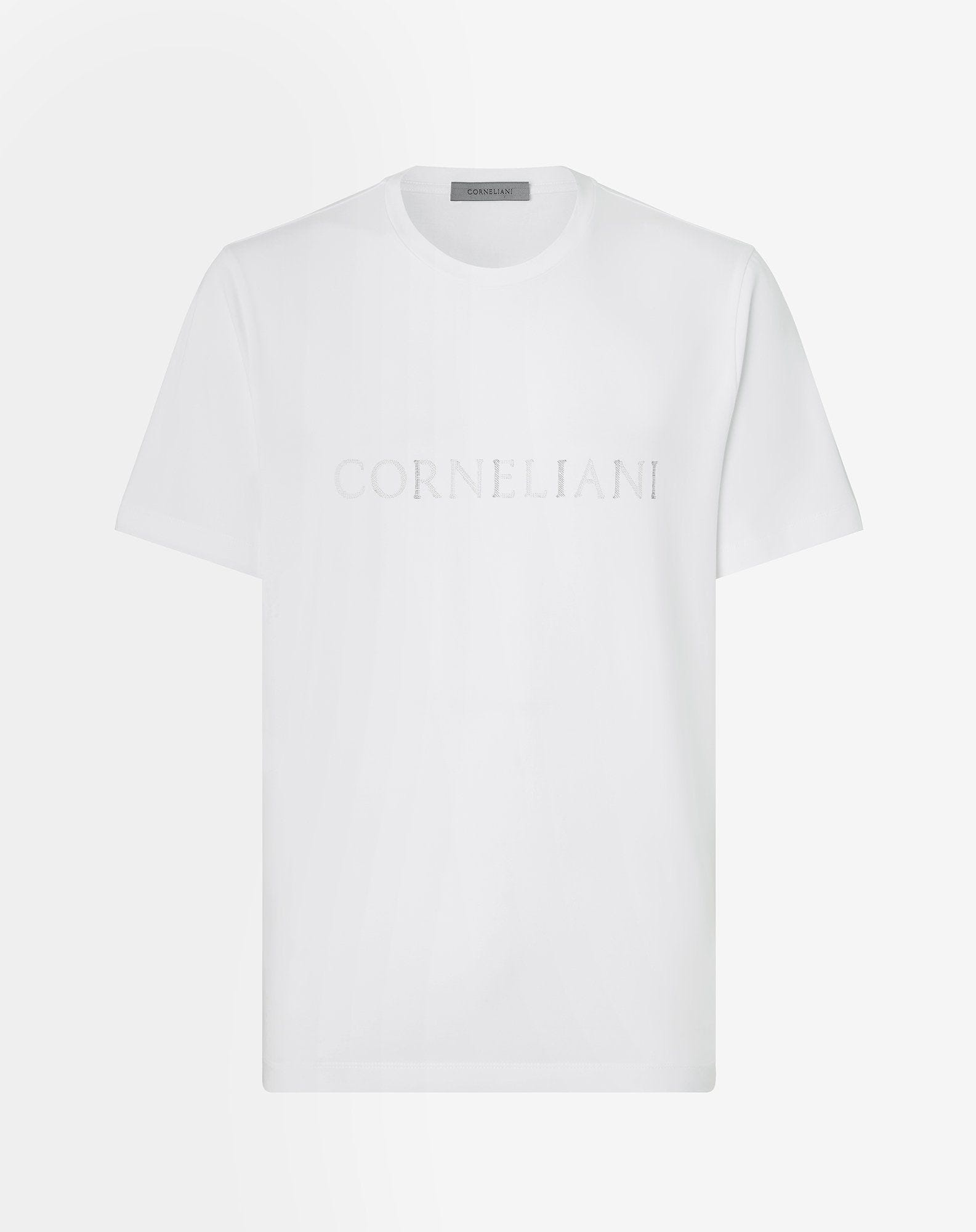 White crew neck stretch cotton jersey t-shirt - 1
