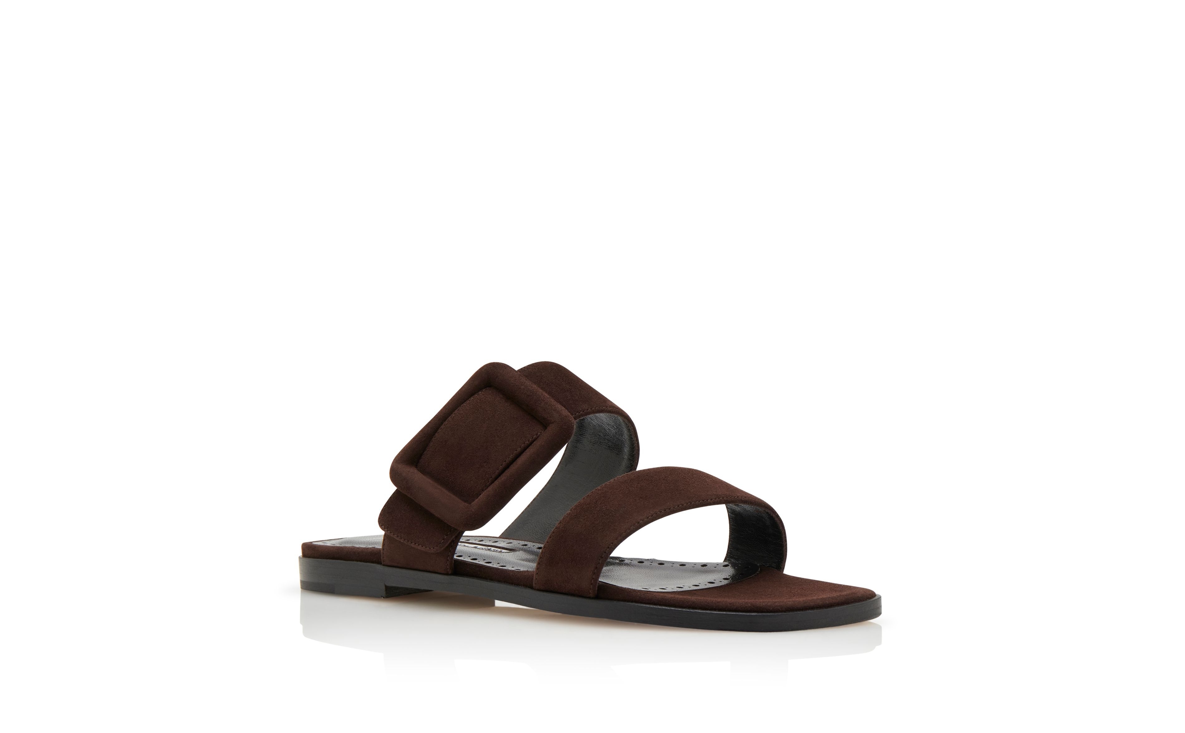 Dark Brown Suede Flat Sandals - 3