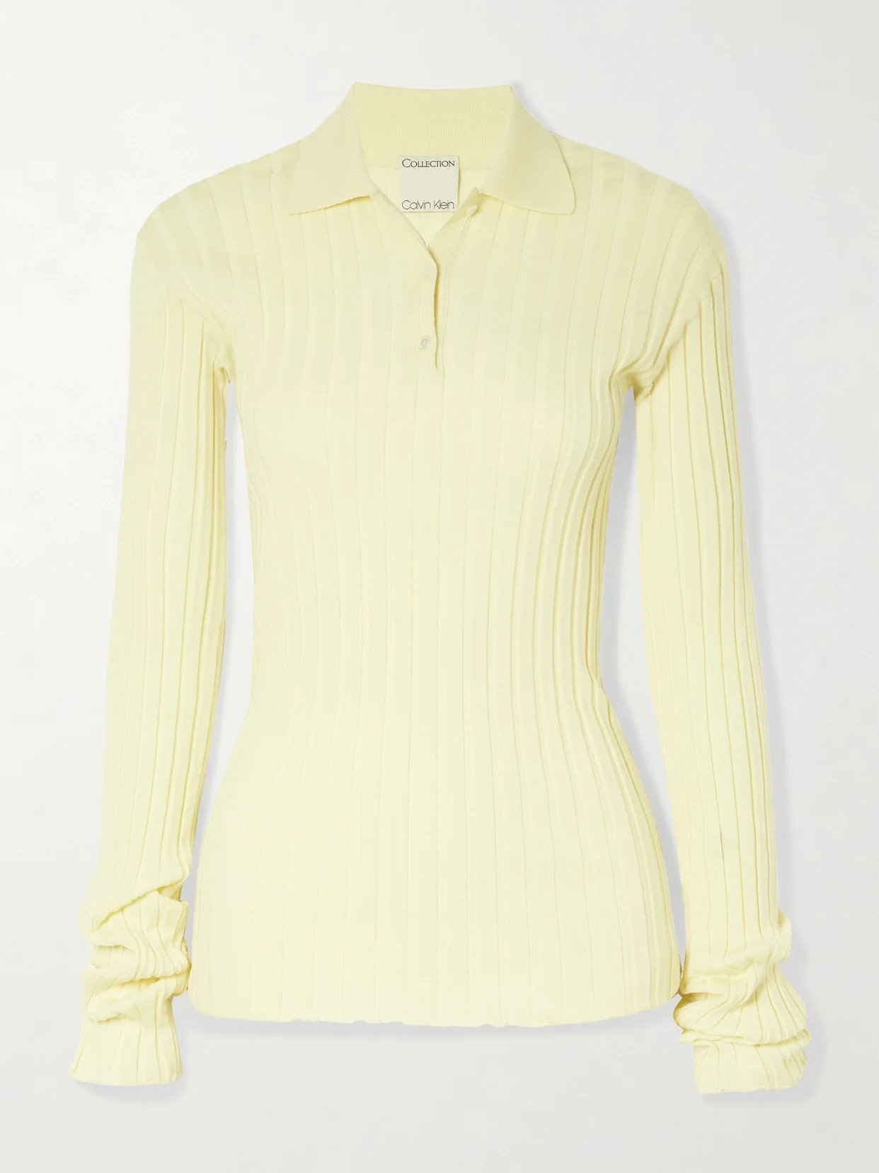 Amber Ribbed Wool Polo Sweater - 1