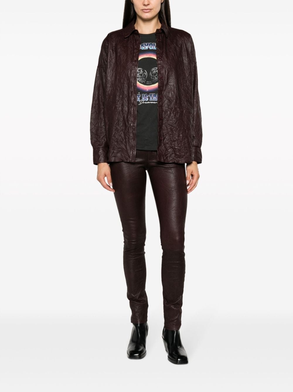 Tamara crinkled leather shirt - 2