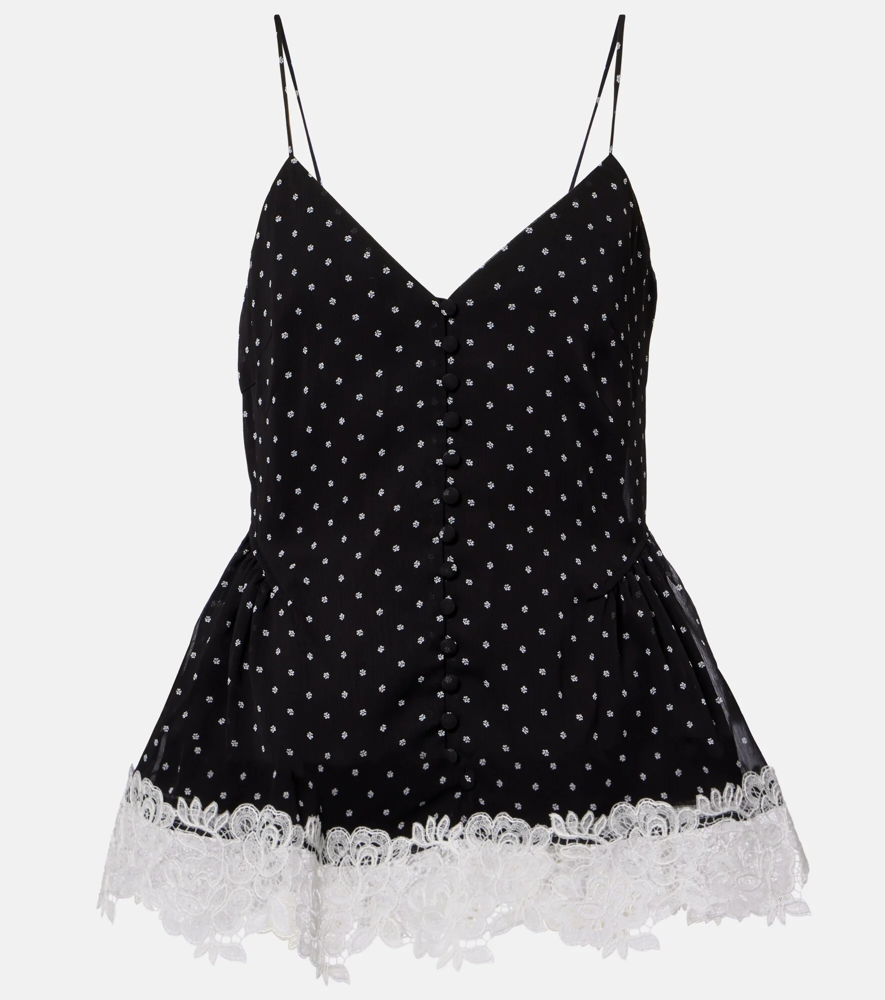 Lace-trimmed polka-dot camisole - 1