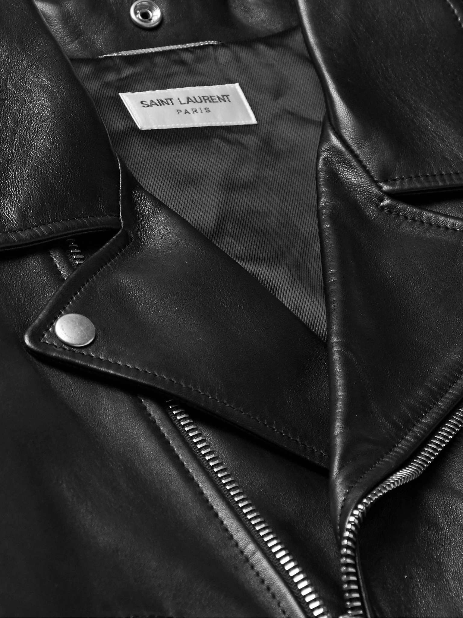 Slim-Fit Leather Biker Jacket - 5