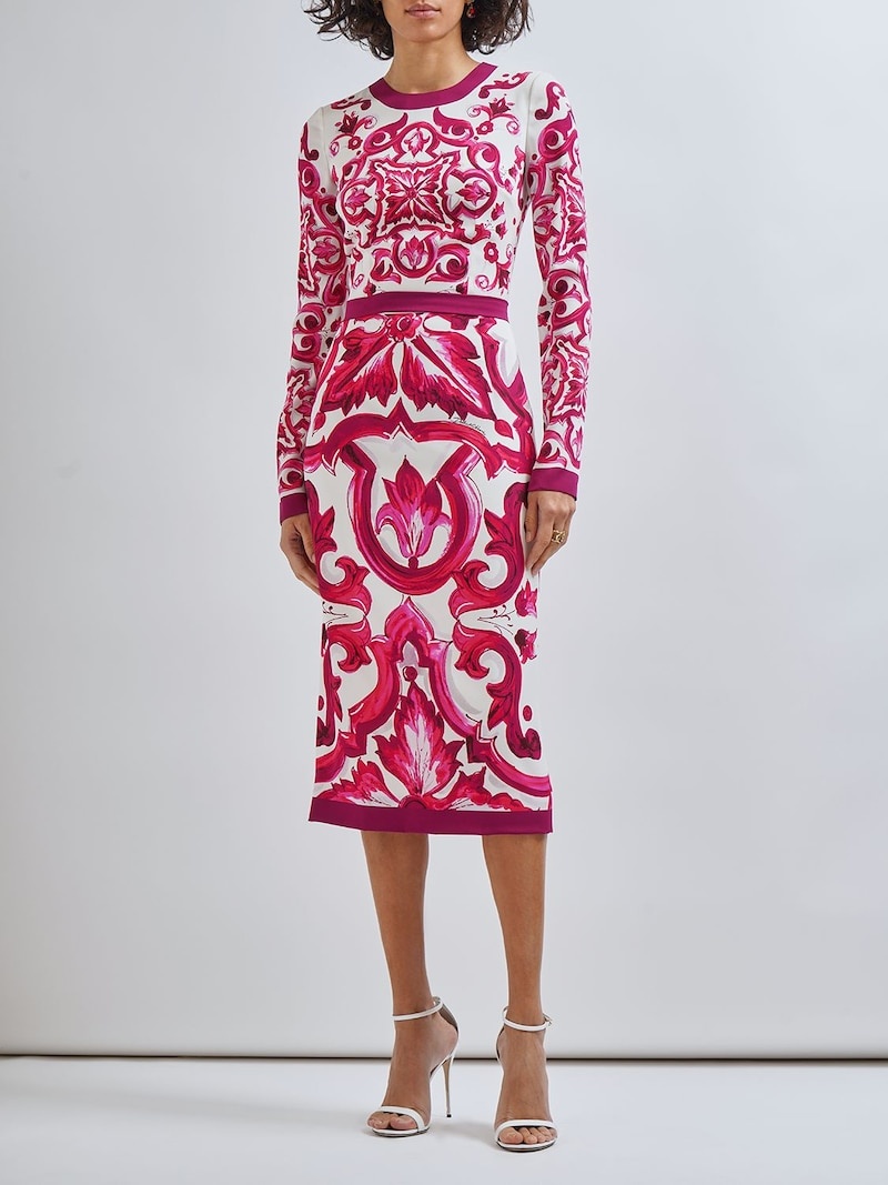 Maiolica print silk midi dress - 2