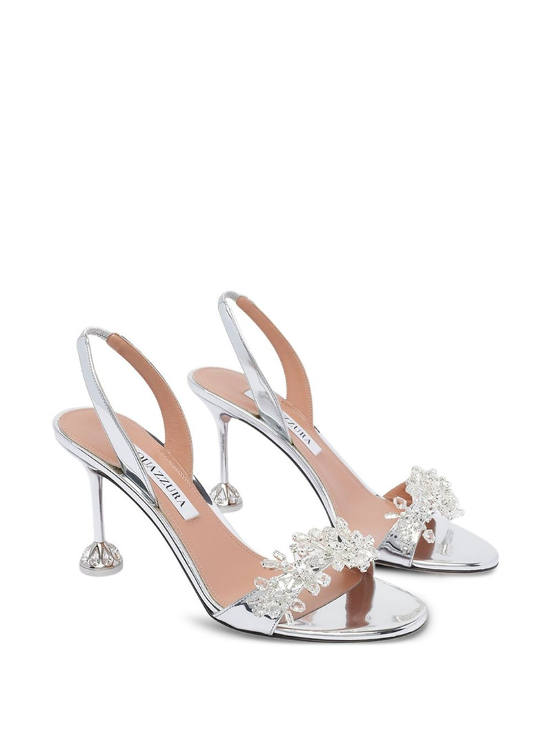 AQUAZZURA 85mm crystal-embellished slingback sandals outlook
