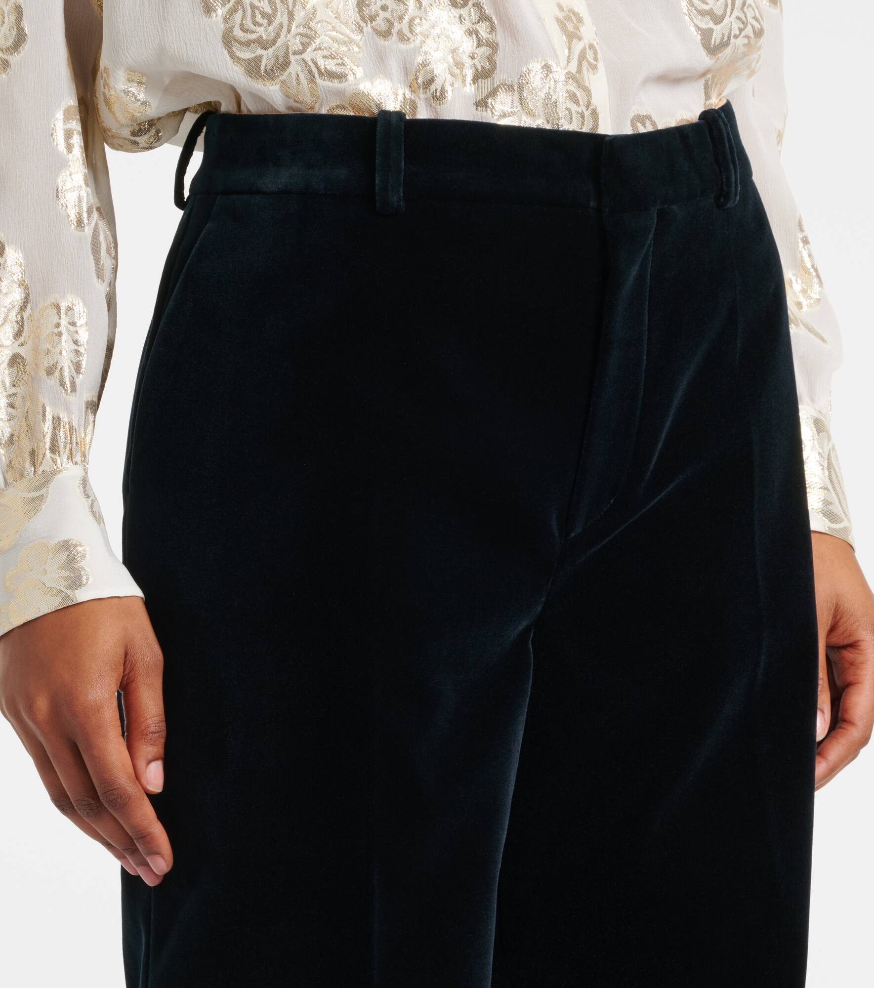 Cotton velvet flared pants - 4