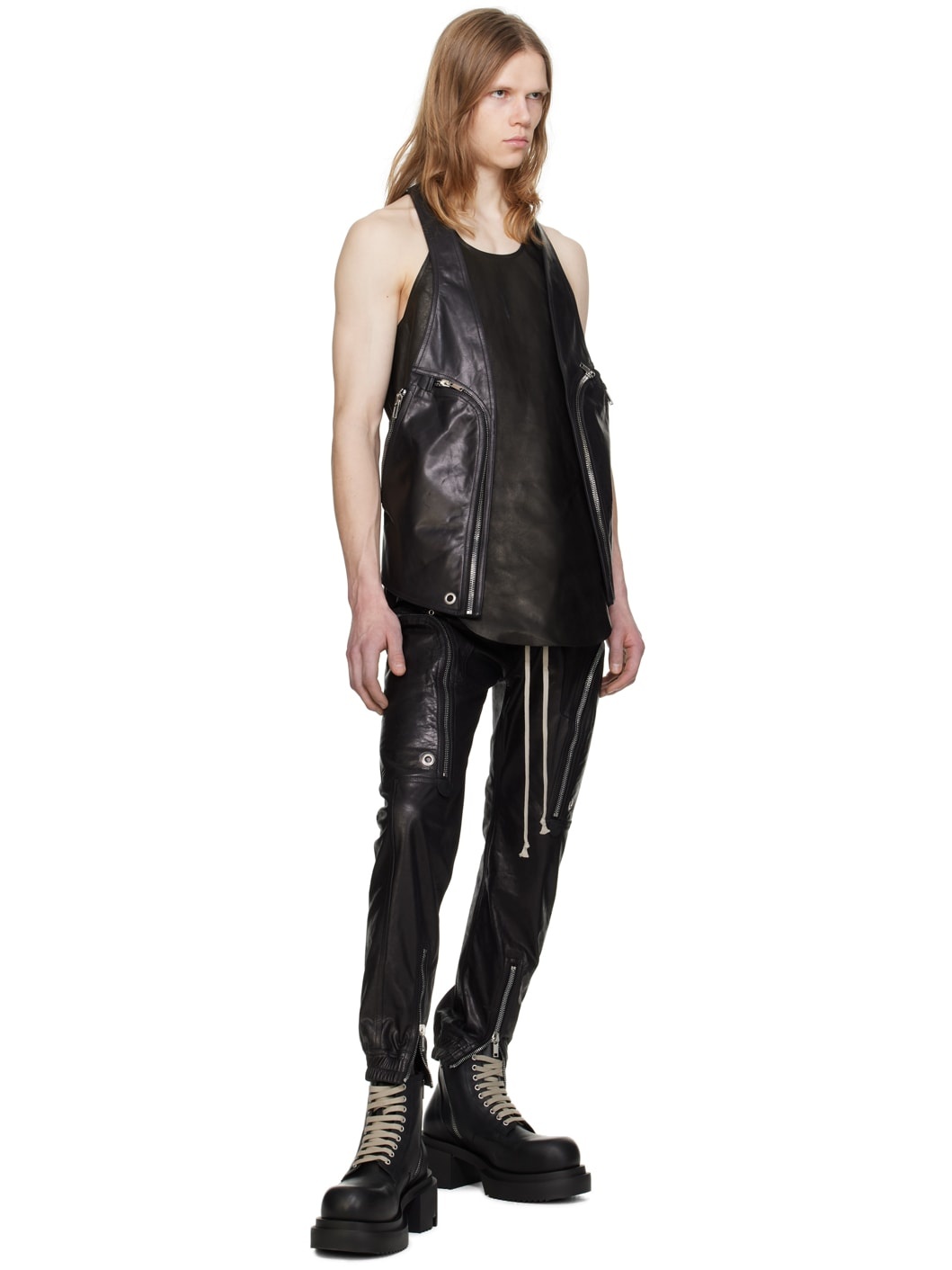 Black Bauhaus Leather Pants - 4