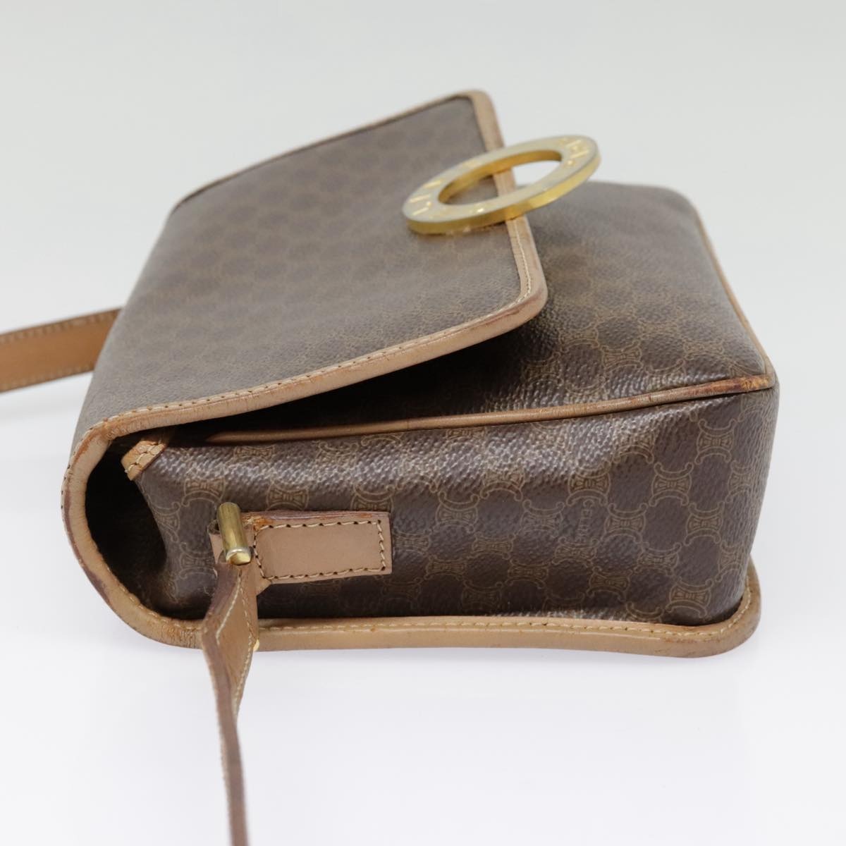 CELINE Macadam Canvas Circle Shoulder Bag Pvc Leather Brown Gold - 3