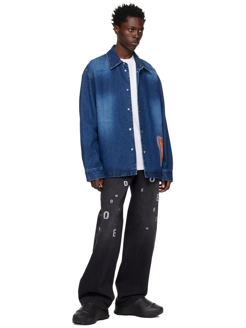 We11done Blue Painted Denim Jacket outlook