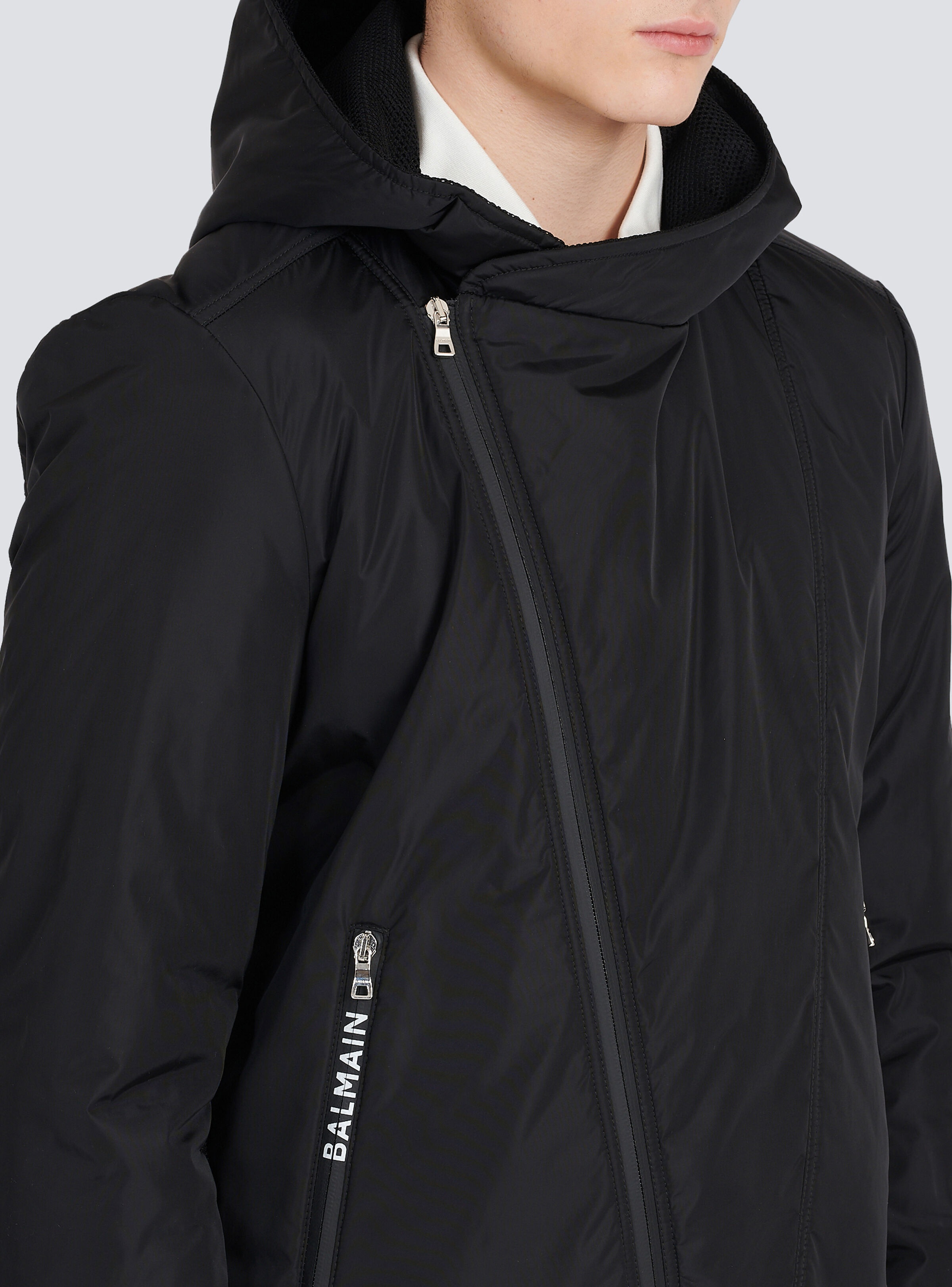 Zipped bomber jacket with nylon hood - 8