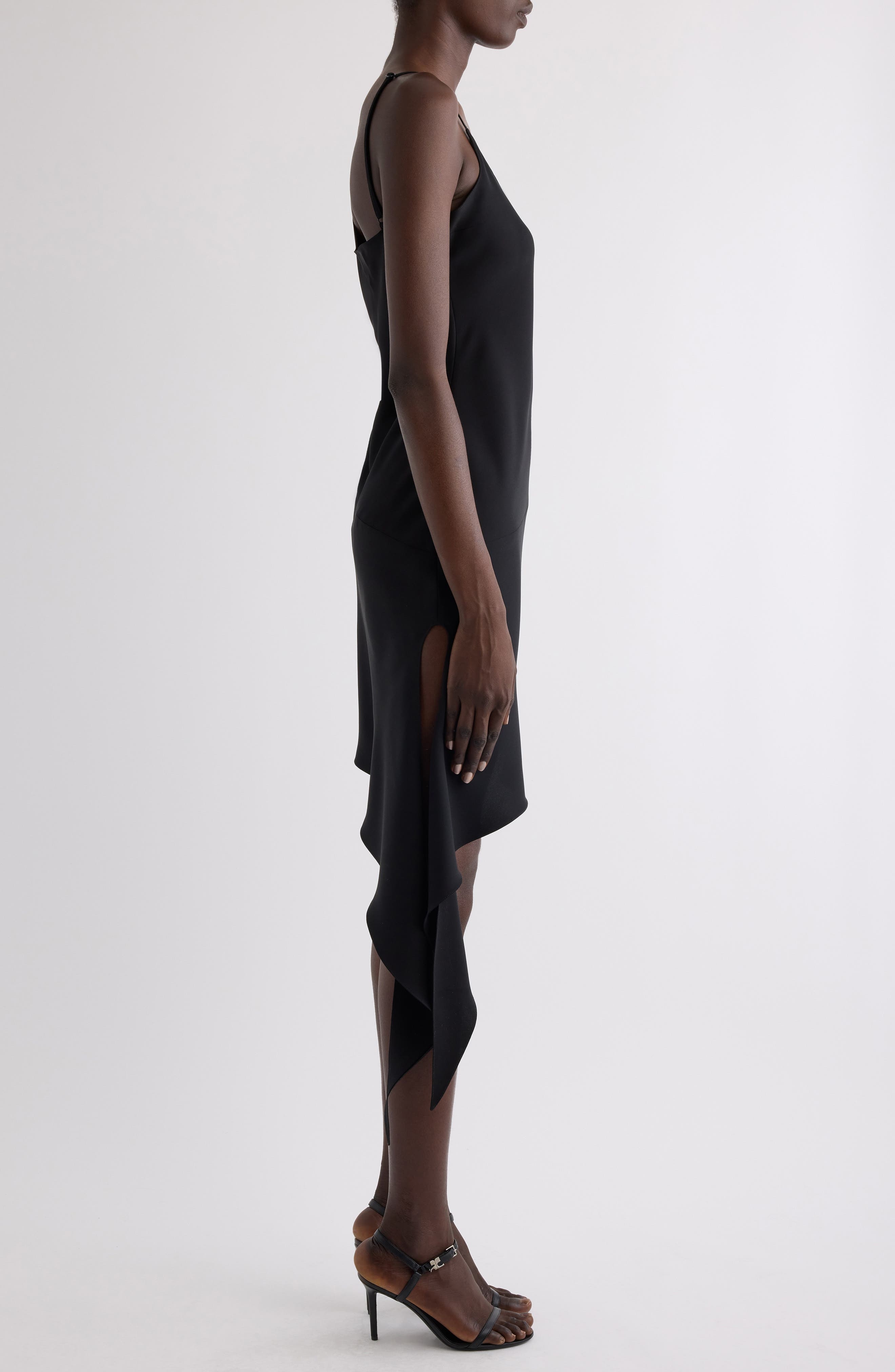 Courrèges Knot Crepe Asymmetric Minidress in Black at Nordstrom - 3