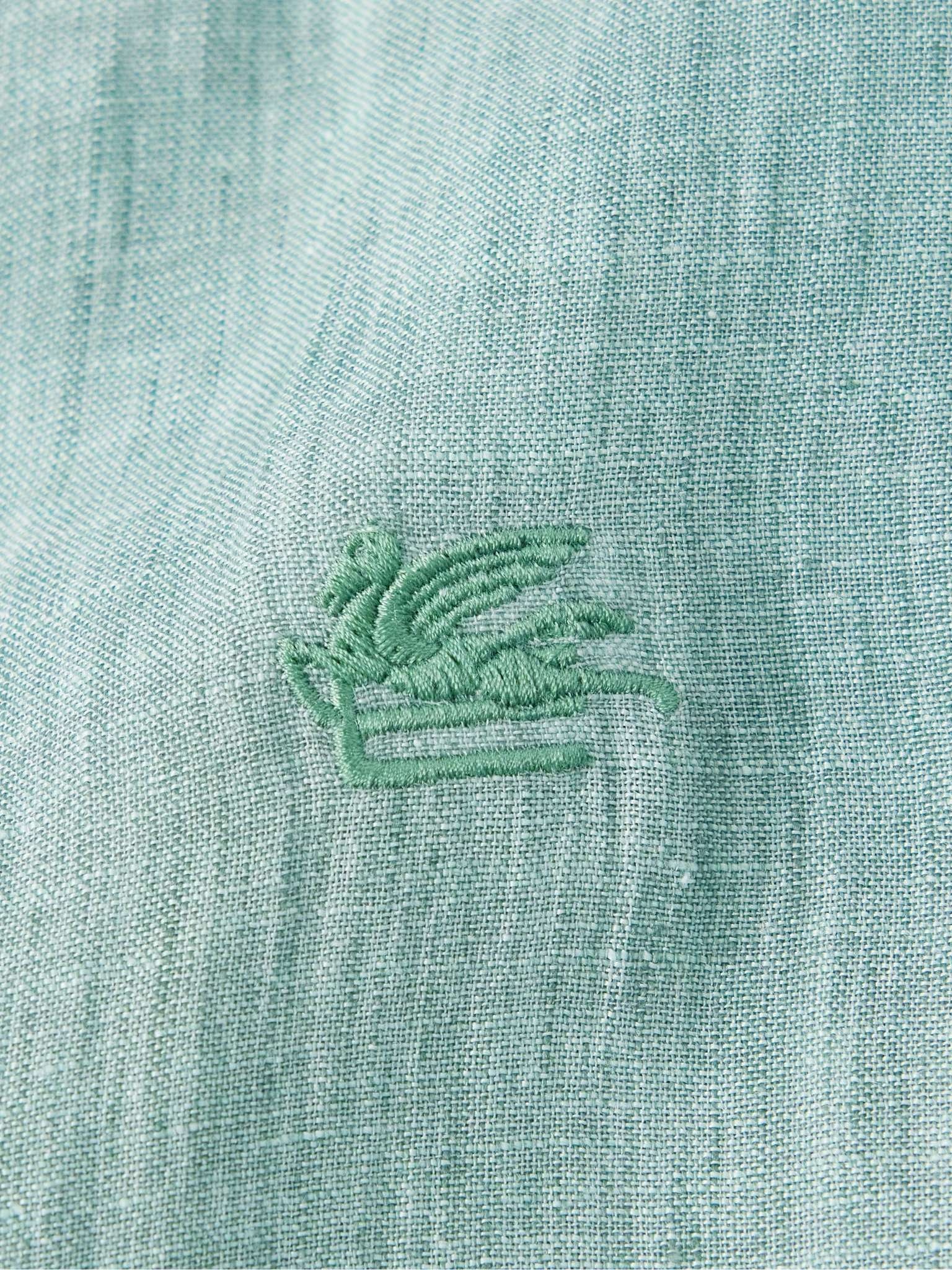 Slim-Fit Logo-Embroidered Linen Shirt - 4